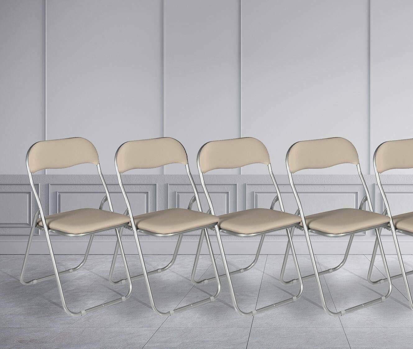 Dmora Tarragona - Set 4 Sedie Pieghevoli Salvaspazio, Beige