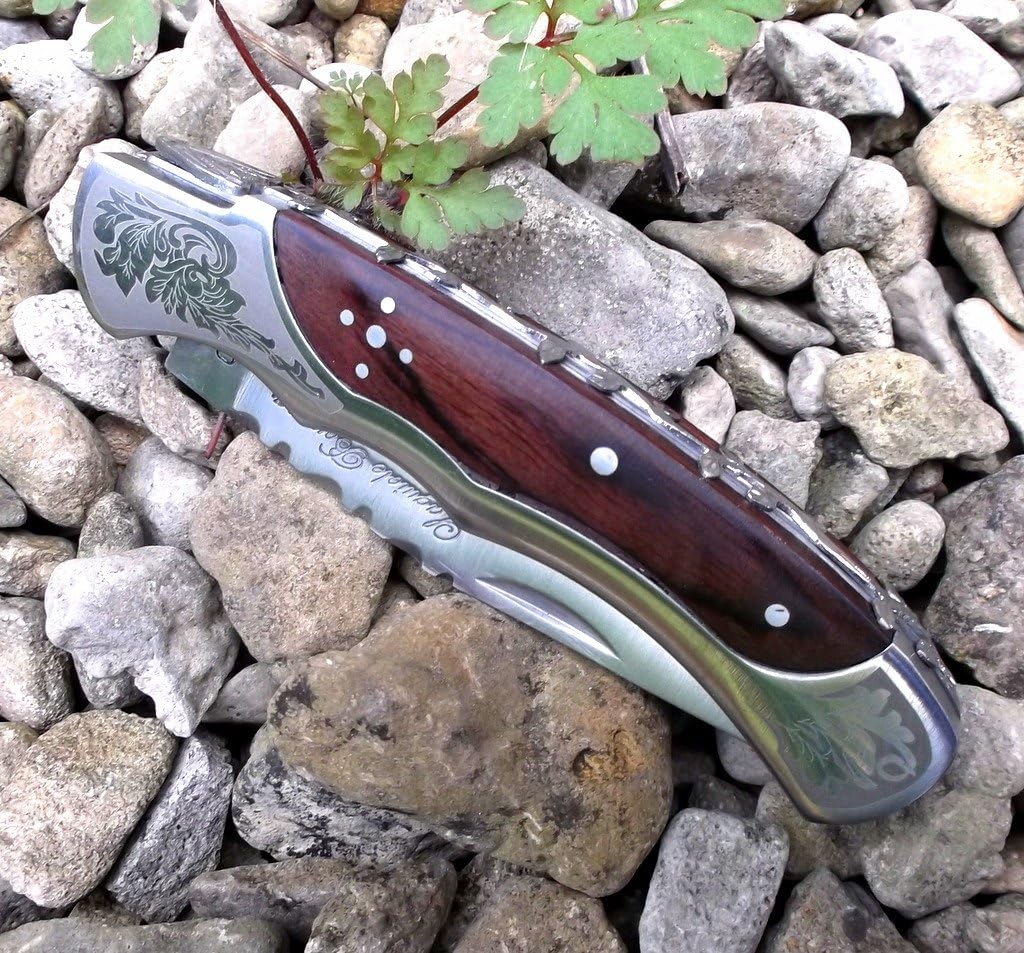 Burl Wood 4145 - Coltellino tascabile realizzato a mano con legno burlrose - immagine 8