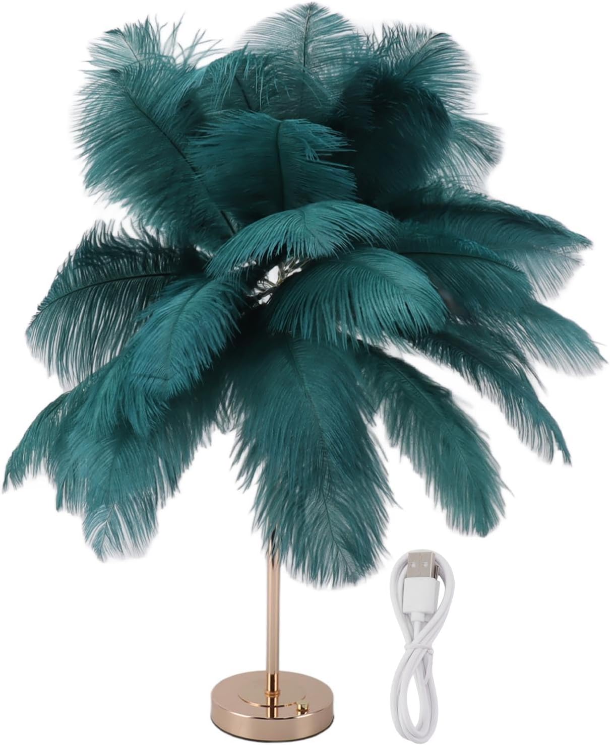 Lampada da Tavolo con Ricarica USB e Piume - immagine 1
