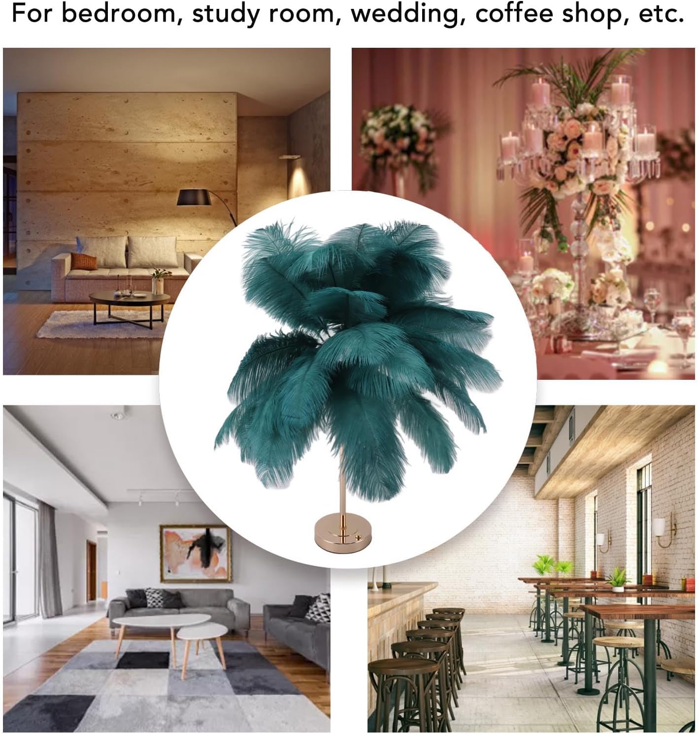 Lampada da Tavolo con Ricarica USB e Piume - immagine 5