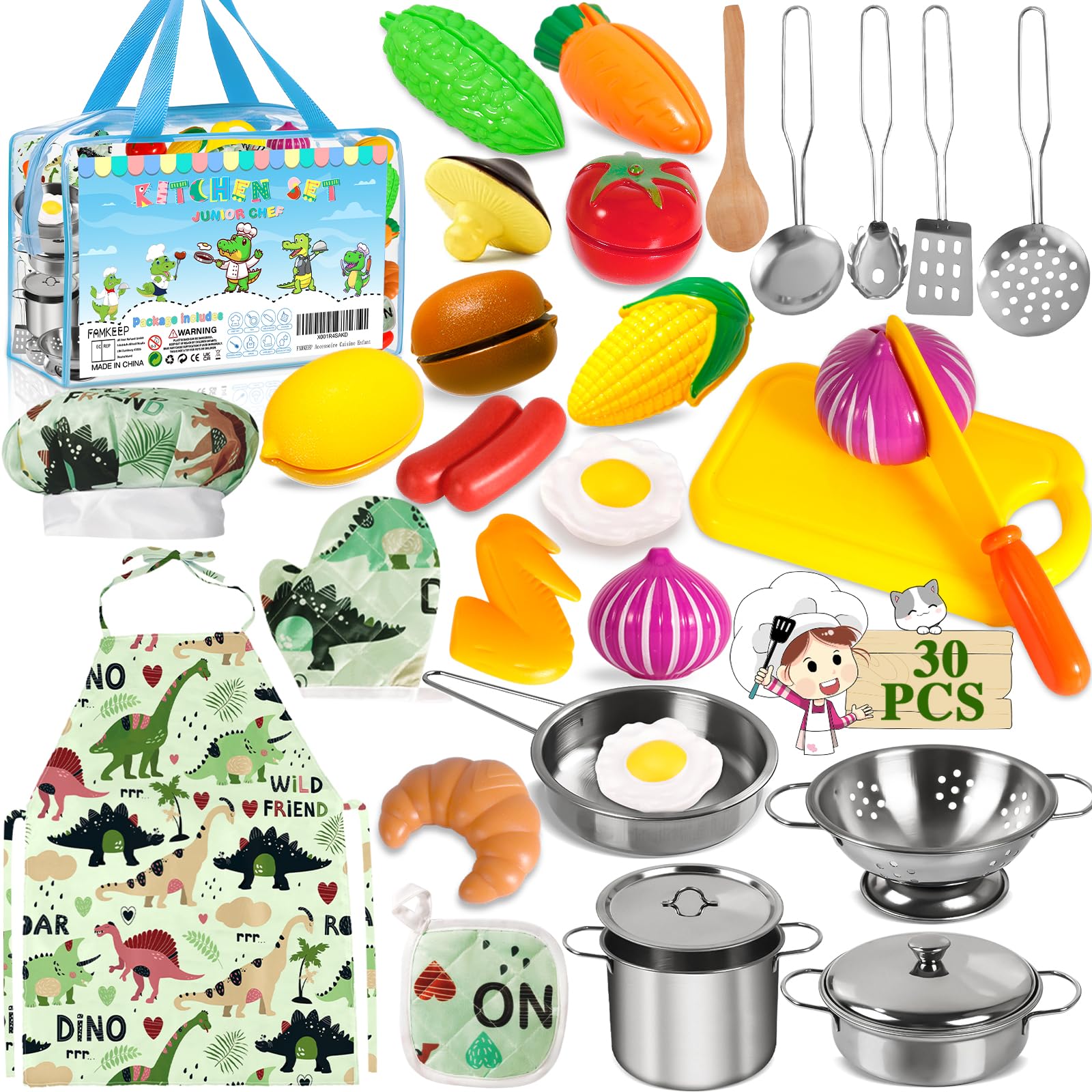 FAMKEEP 30 Pezzi - Giocattoli da Cucina per Bambini