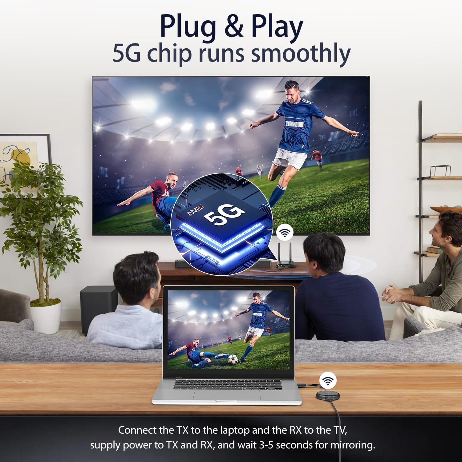 Trasmettitore e Ricevitore HDMI Wireless 4K 50M, Nero - immagine 2