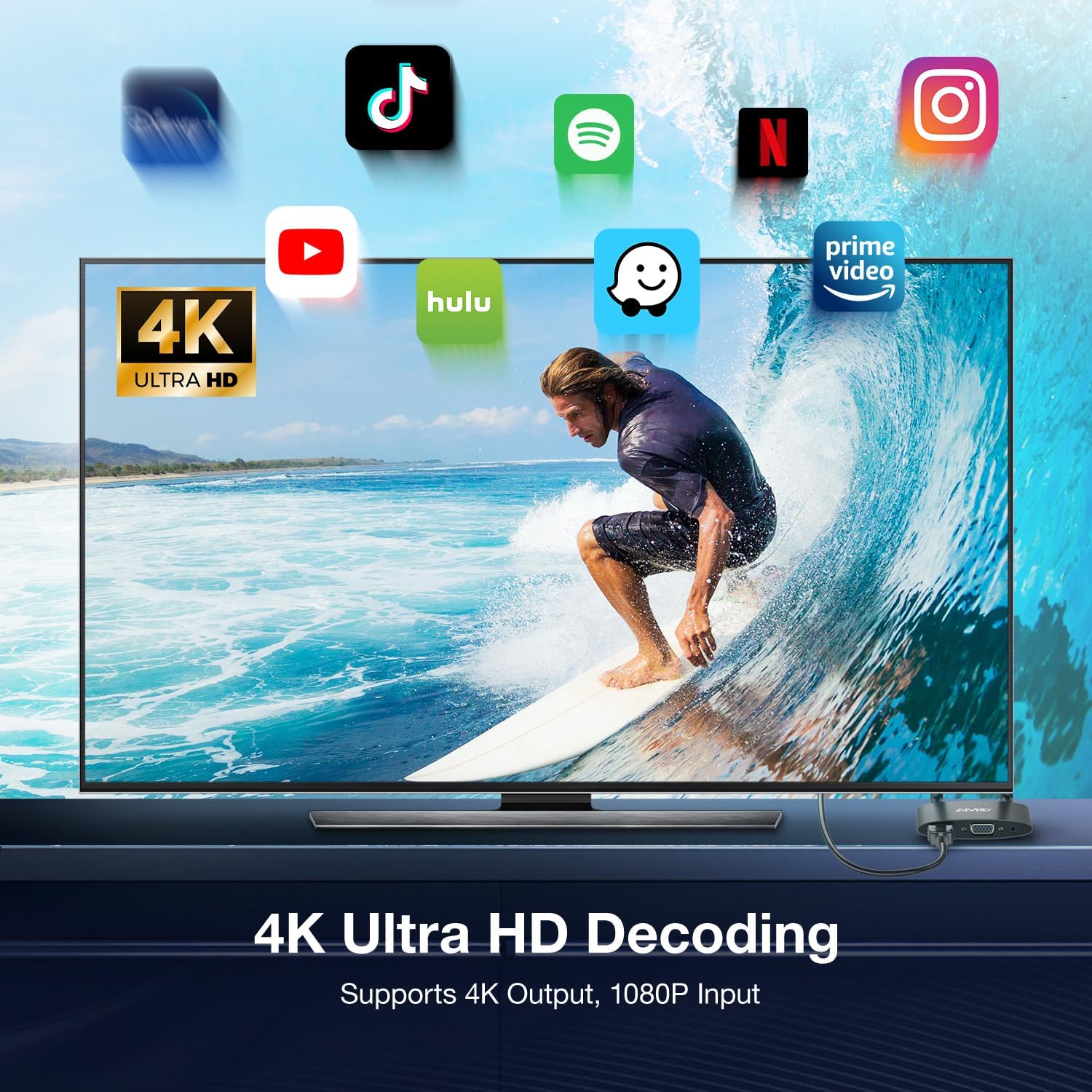 Trasmettitore e Ricevitore HDMI Wireless 4K 50M, Nero - immagine 4