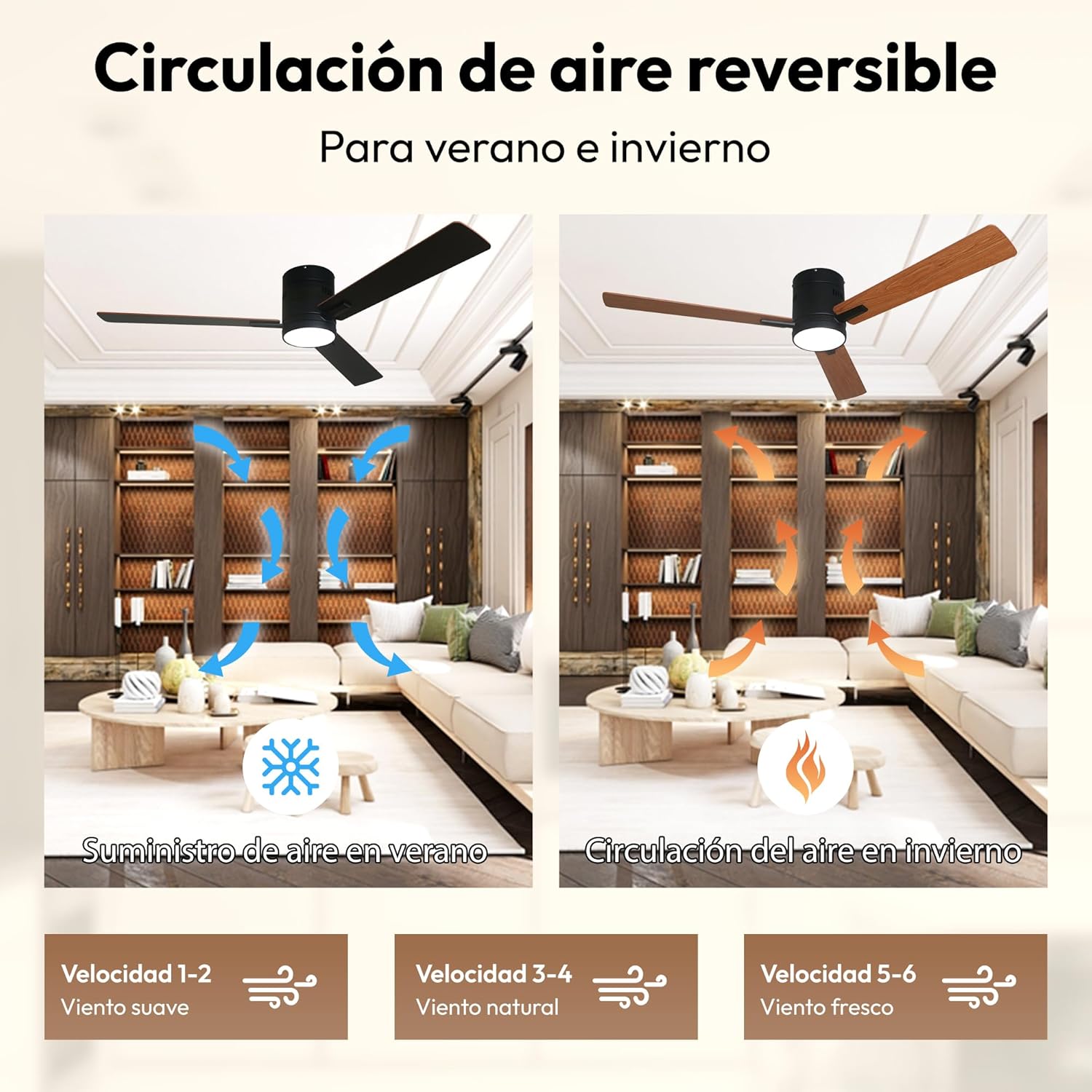 Ventilatore da Soffitto con Luce LED Ø132cm, Nero - immagine 3