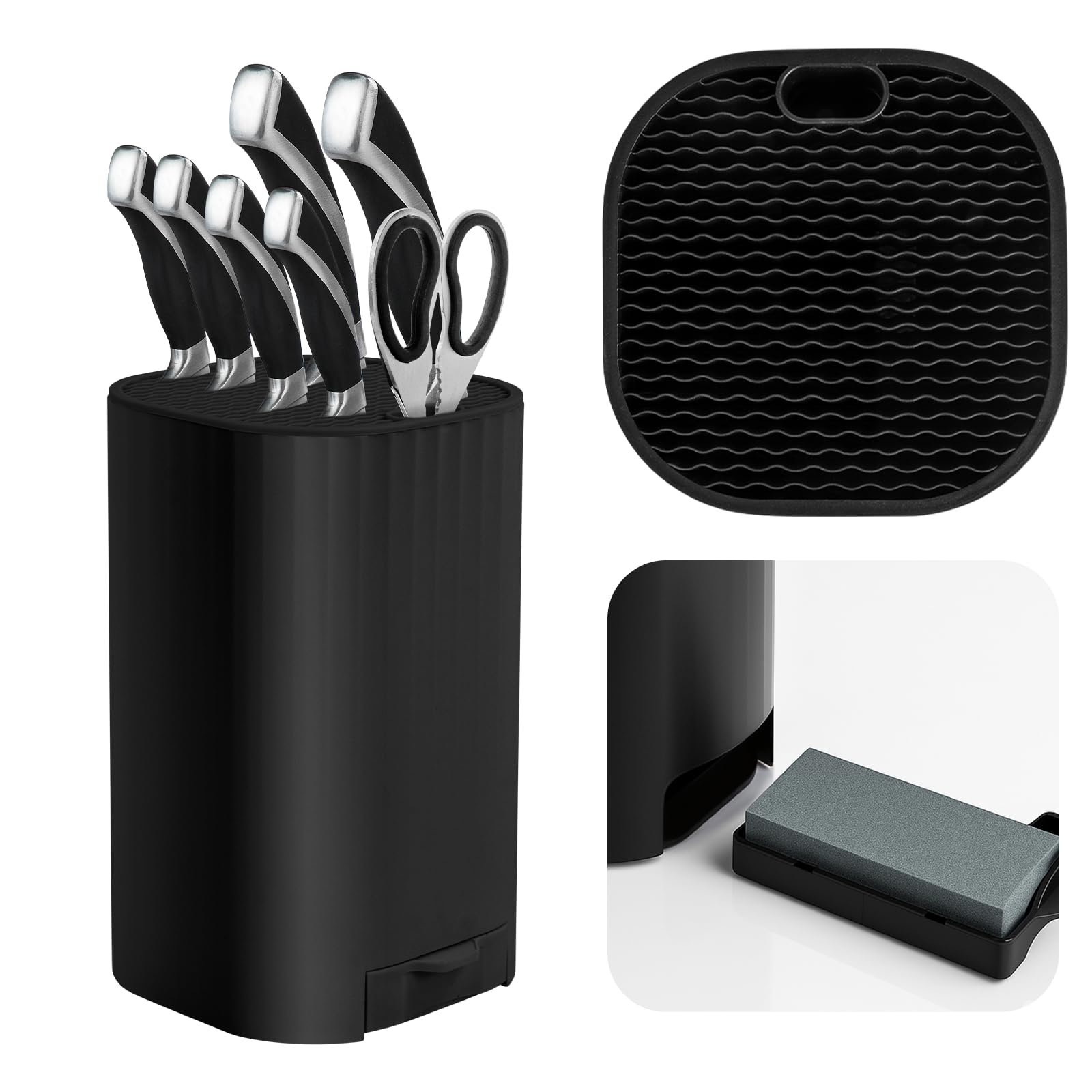 Ceppo Coltelli da Cucina Vuoto con Cote Integrata