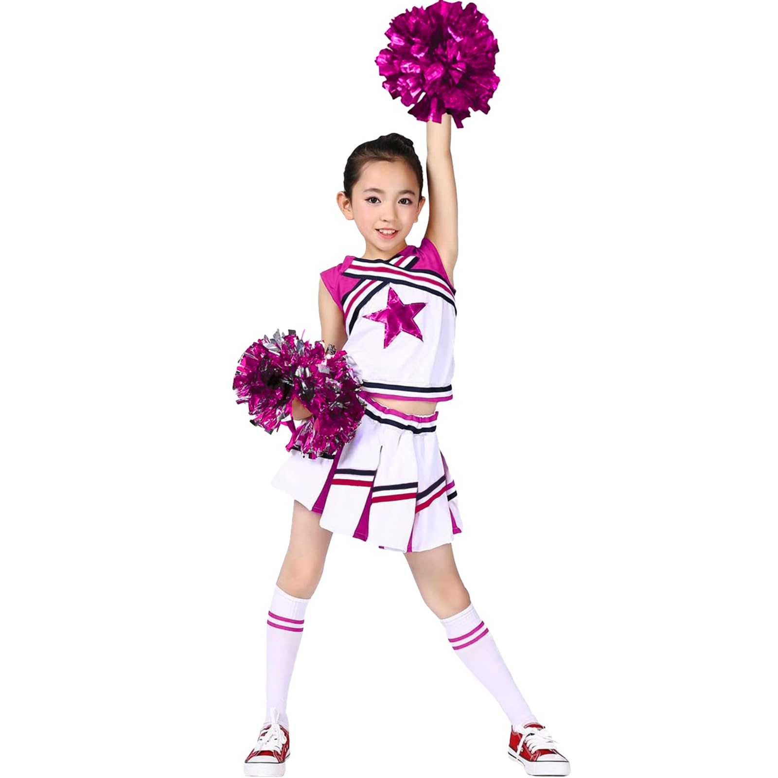 LOLANTA Costume da Ragazza Cheerleader con Pom Poms
