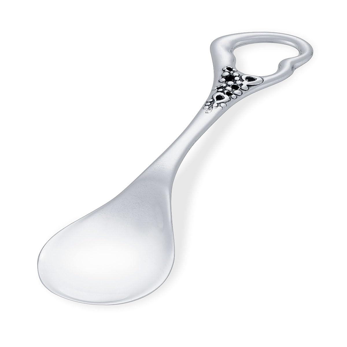 Cucchiaio in argento sterling lucidato con cuore, 7,7 cm