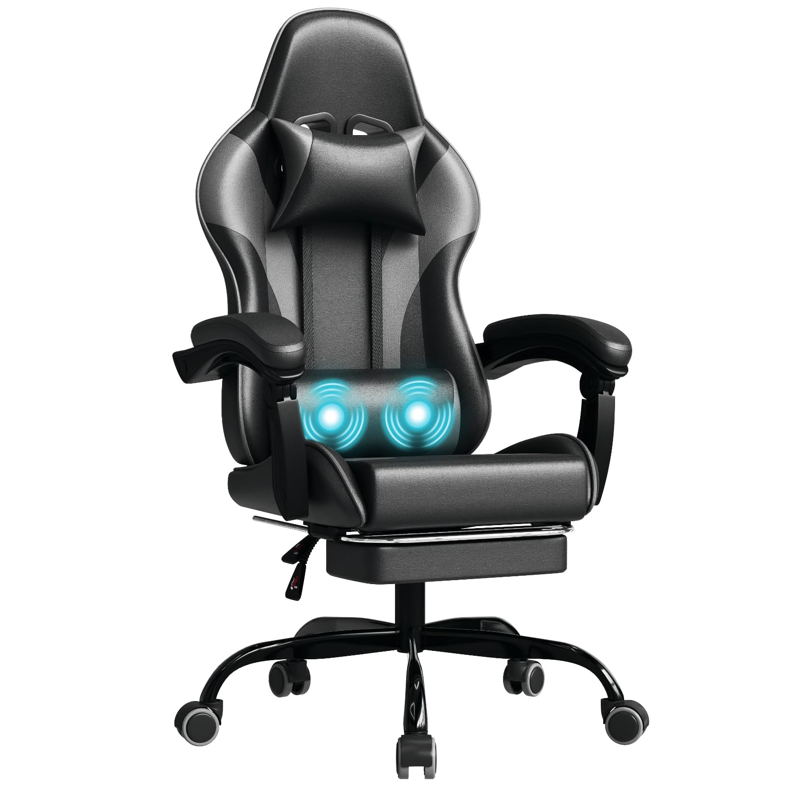 Jummico Sedia da Gaming Ergonomica con Massaggio, Grigio