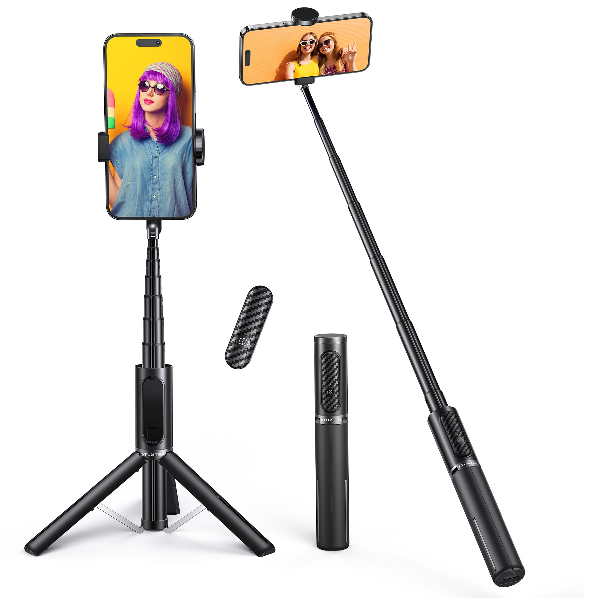 Atumtek Selfie Stick Treppiede 3-in-1, Nero
