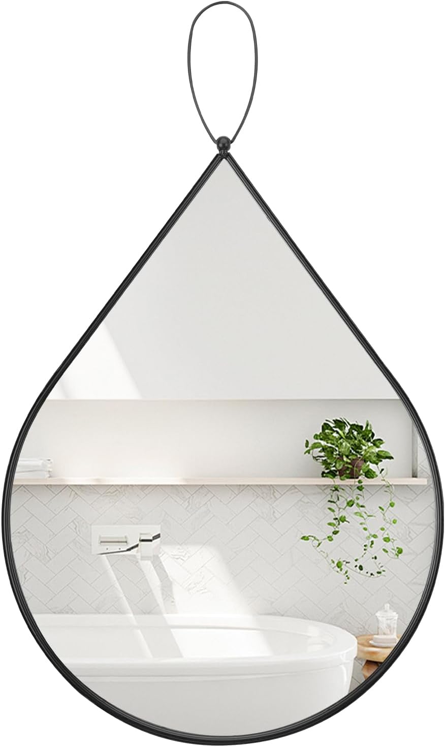 Feufoam Specchio da Bagno Nero a Goccia 50x40cm