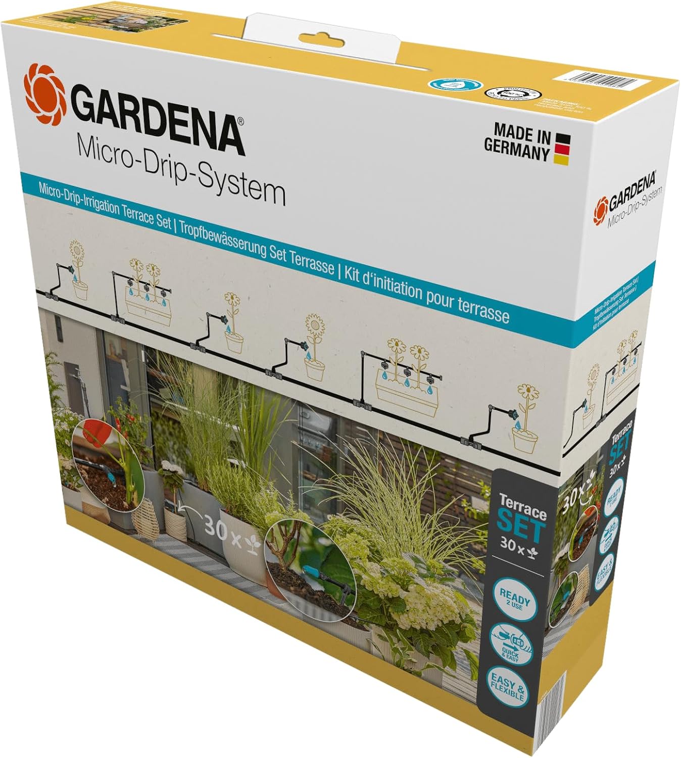 Gardena Set Irrigazione a Goccia per Terrazzo (30 Piante)