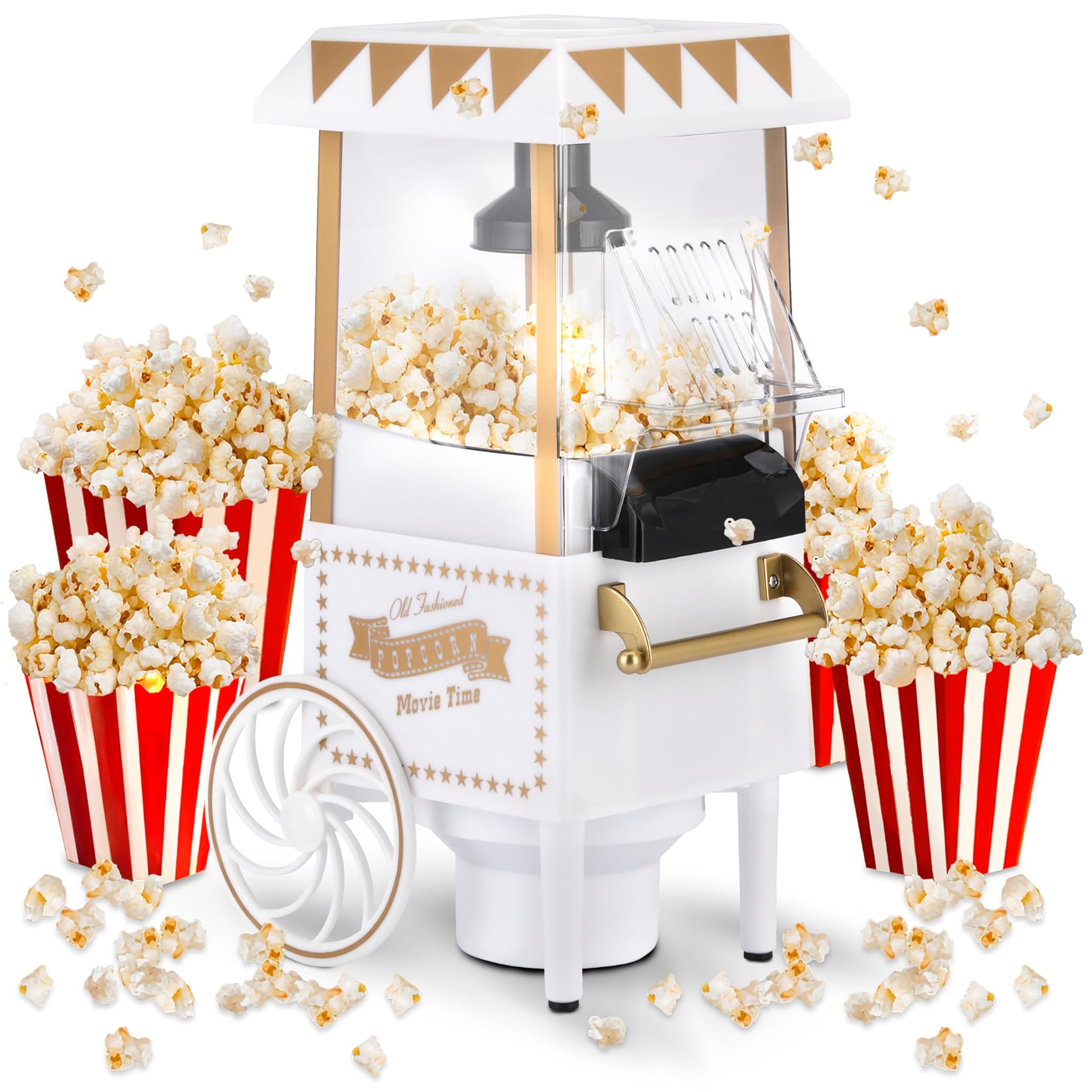 Nk Macchina per Popcorn Retro 1200W, Bianco