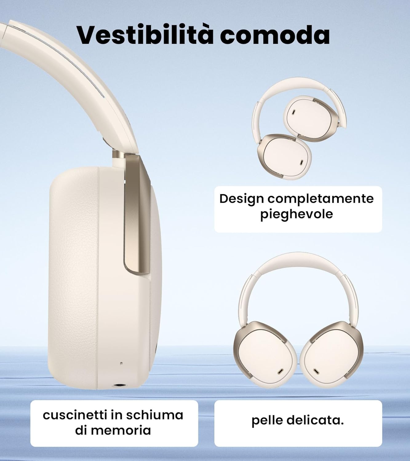 Edifier W80 Cuffie Over-Ear ANC -49 dB, Ivoire - immagine 7
