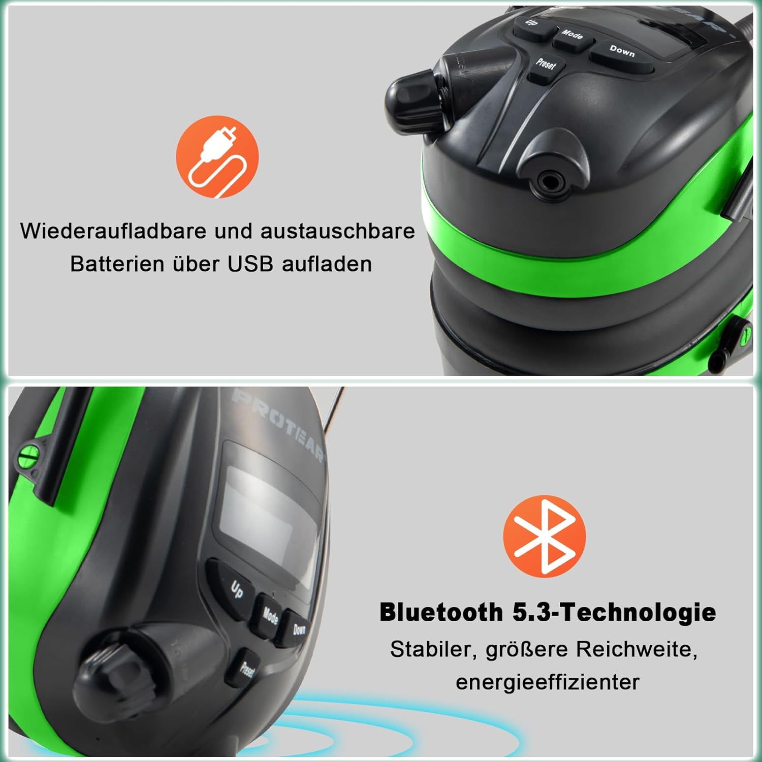 PROTEAR Cuffie Antirumore Bluetooth con Radio DAB/FM - immagine 4