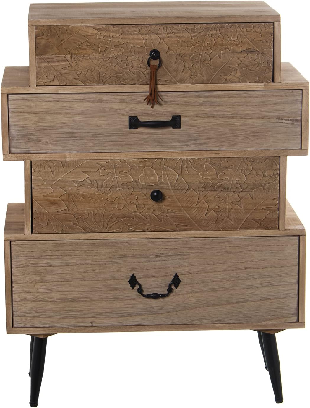 CAJONERA IRREGULAR 4C MADERA,PAULOWNIA+DM 60X28X80CM, ALT.PATAS:17CM - immagine 2