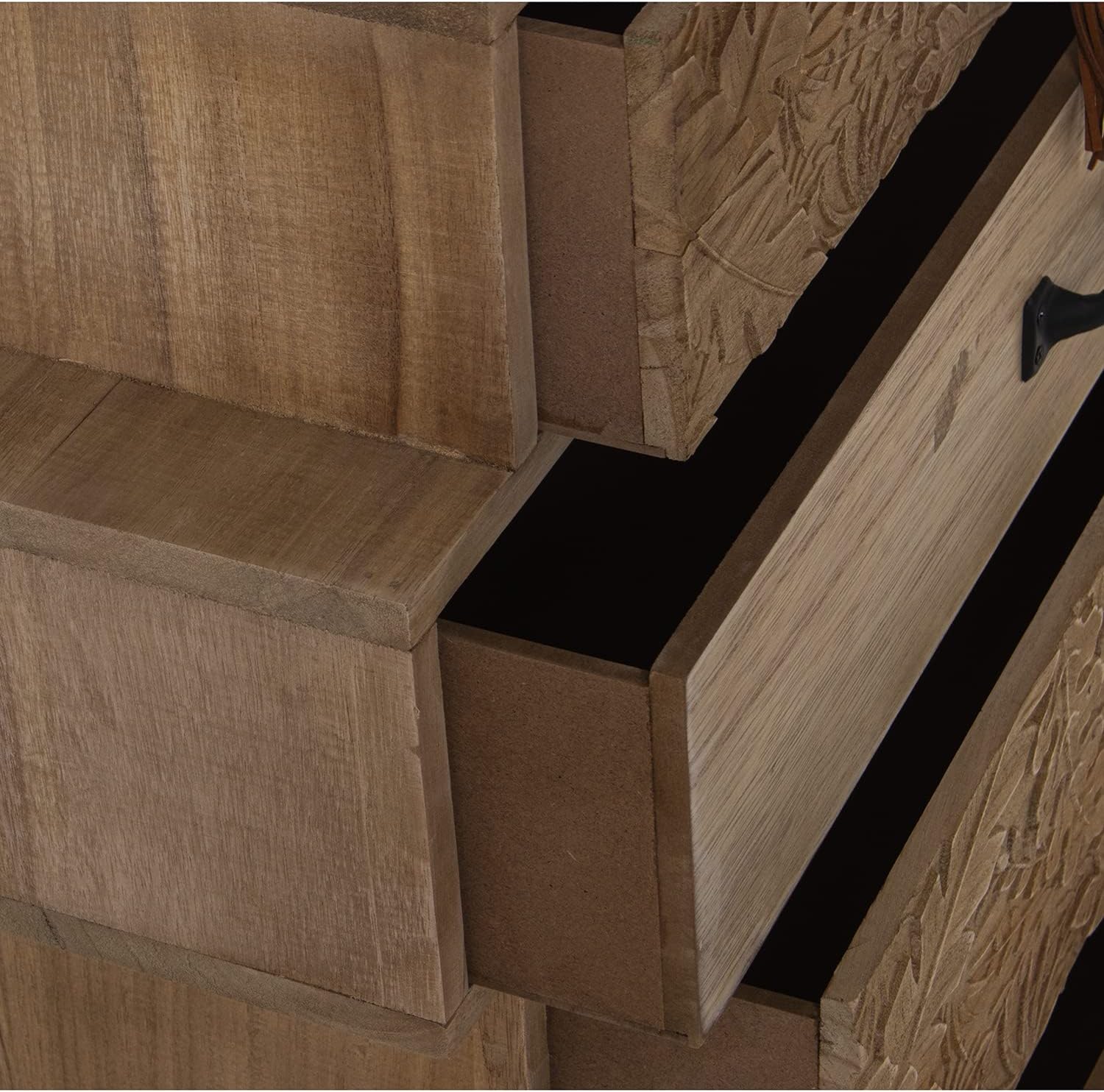 CAJONERA IRREGULAR 4C MADERA,PAULOWNIA+DM 60X28X80CM, ALT.PATAS:17CM - immagine 5