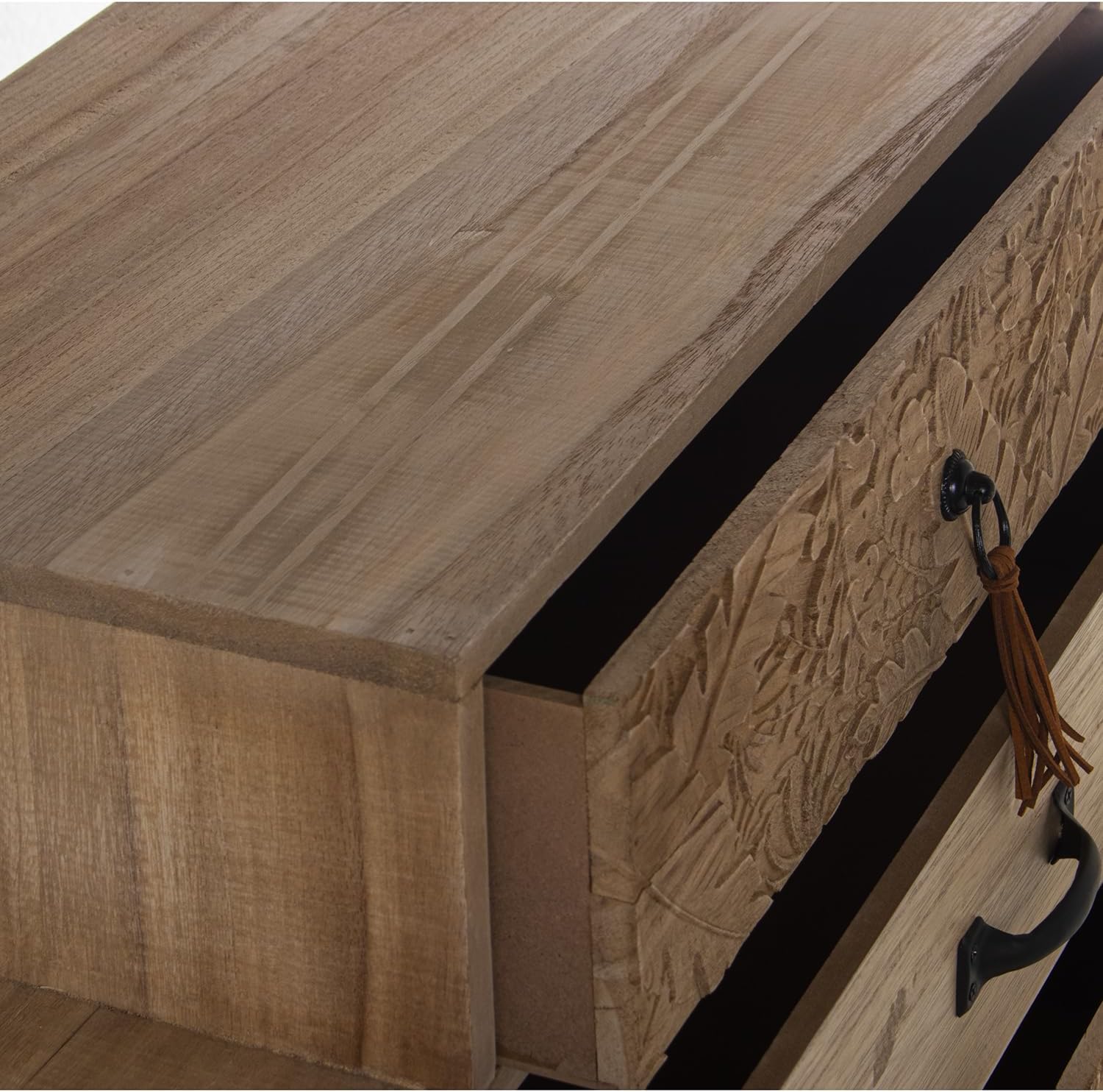 CAJONERA IRREGULAR 4C MADERA,PAULOWNIA+DM 60X28X80CM, ALT.PATAS:17CM - immagine 6