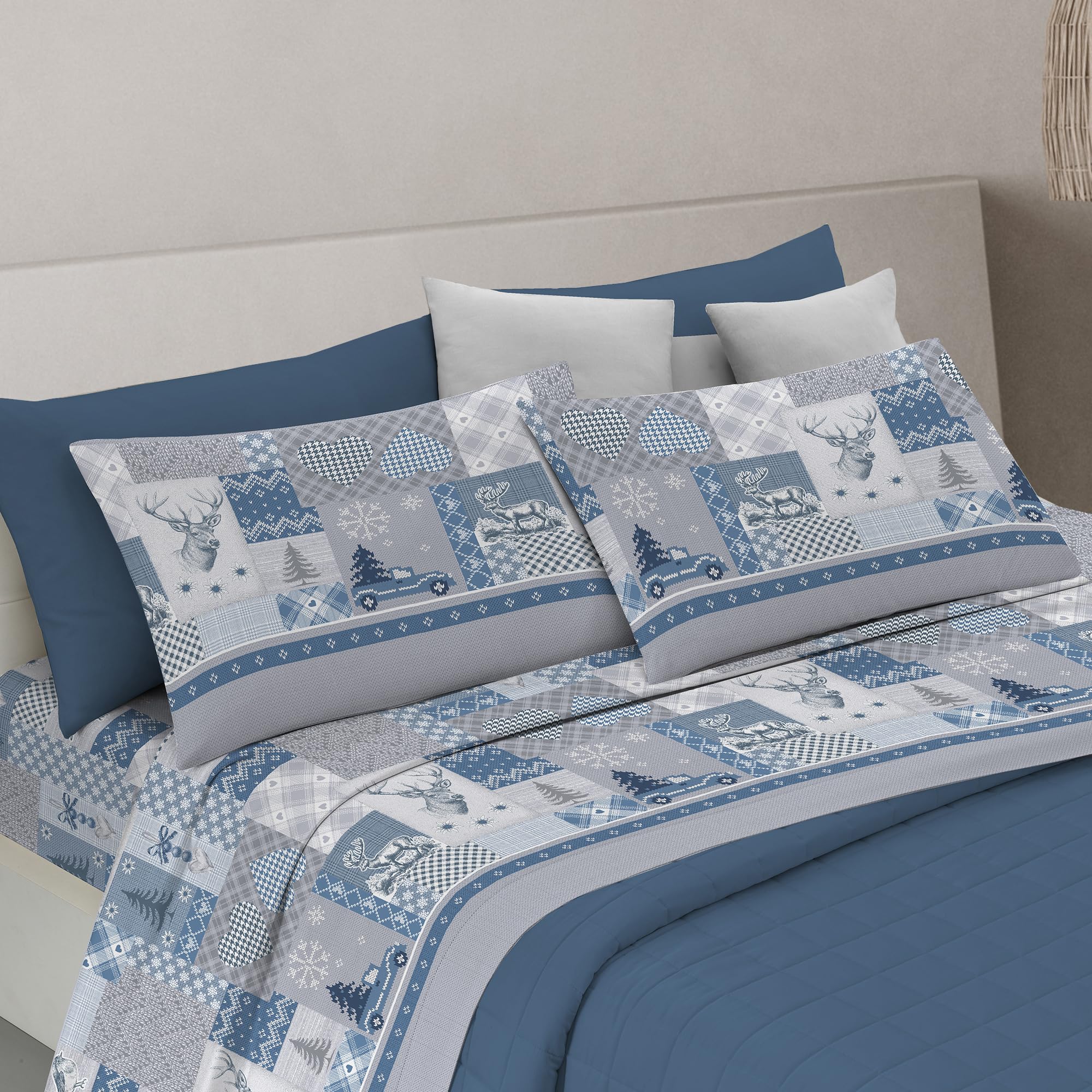 Pensieri Delicati Completo Letto Matrimoniale Alpi Blu