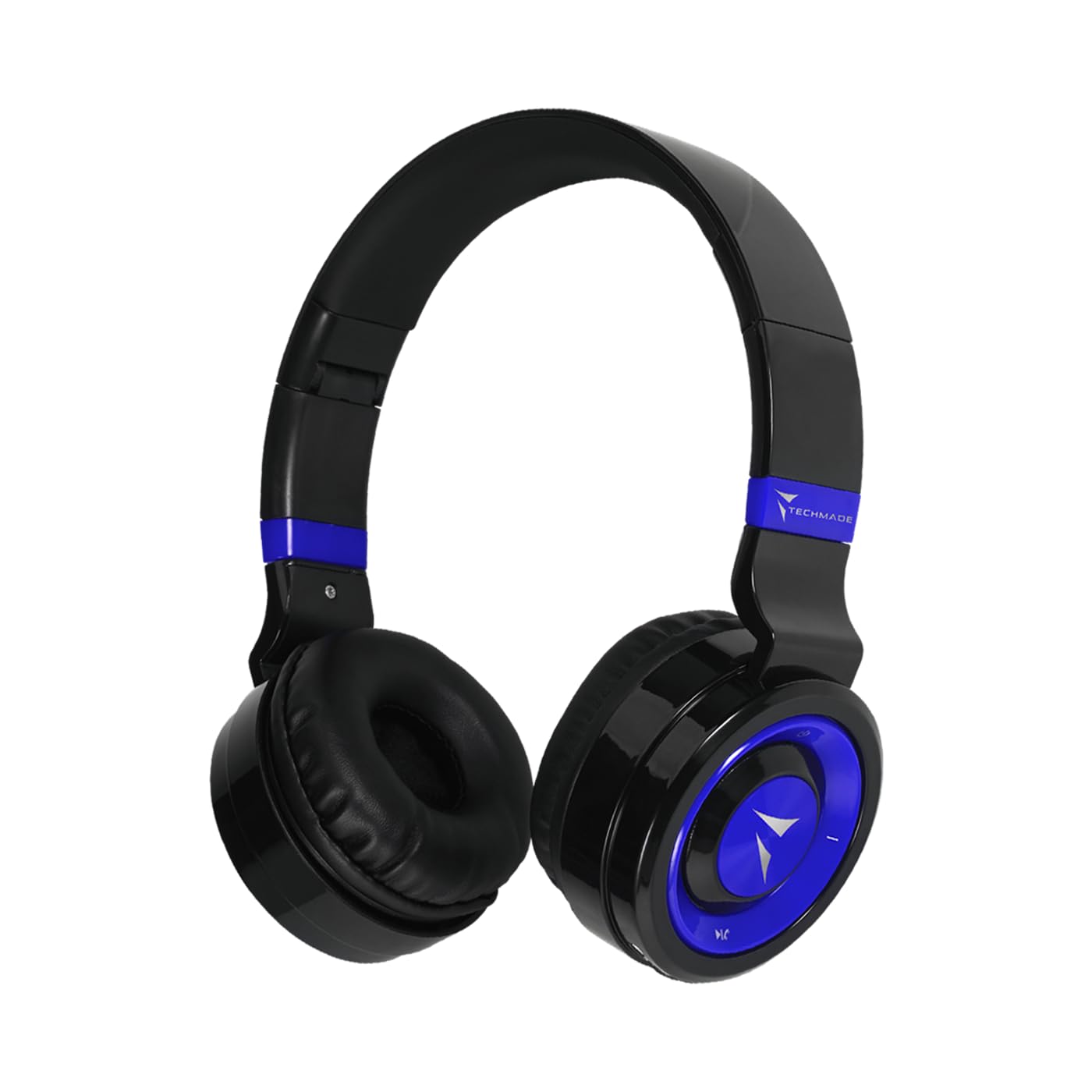 TECHMADE Cuffie Wireless Bluetooth 5.1 - HiFi con Isolamento Acustico, Microfono Integrato - Slot SD 32gb, Cavo Jack 3,5mm Incluso - Pieghevoli, Compatibili con Pc, Tablet e Smartphone (blu)