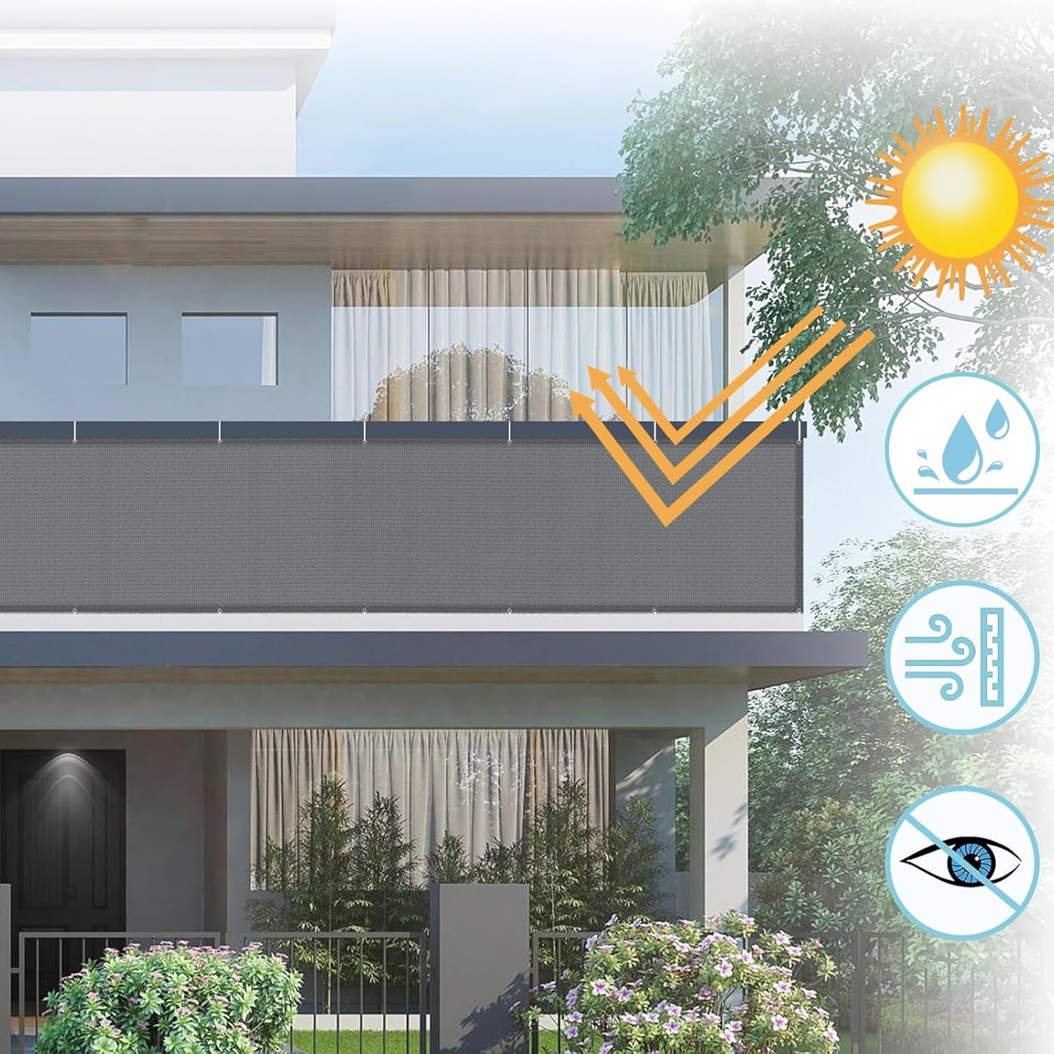 Axt Shade Frangivista Balcone 150x600cm, Antracite - immagine 2