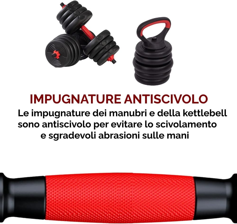 Set Manubri Regolabili Convertibili in Bilanciere 6 in 1 - immagine 5