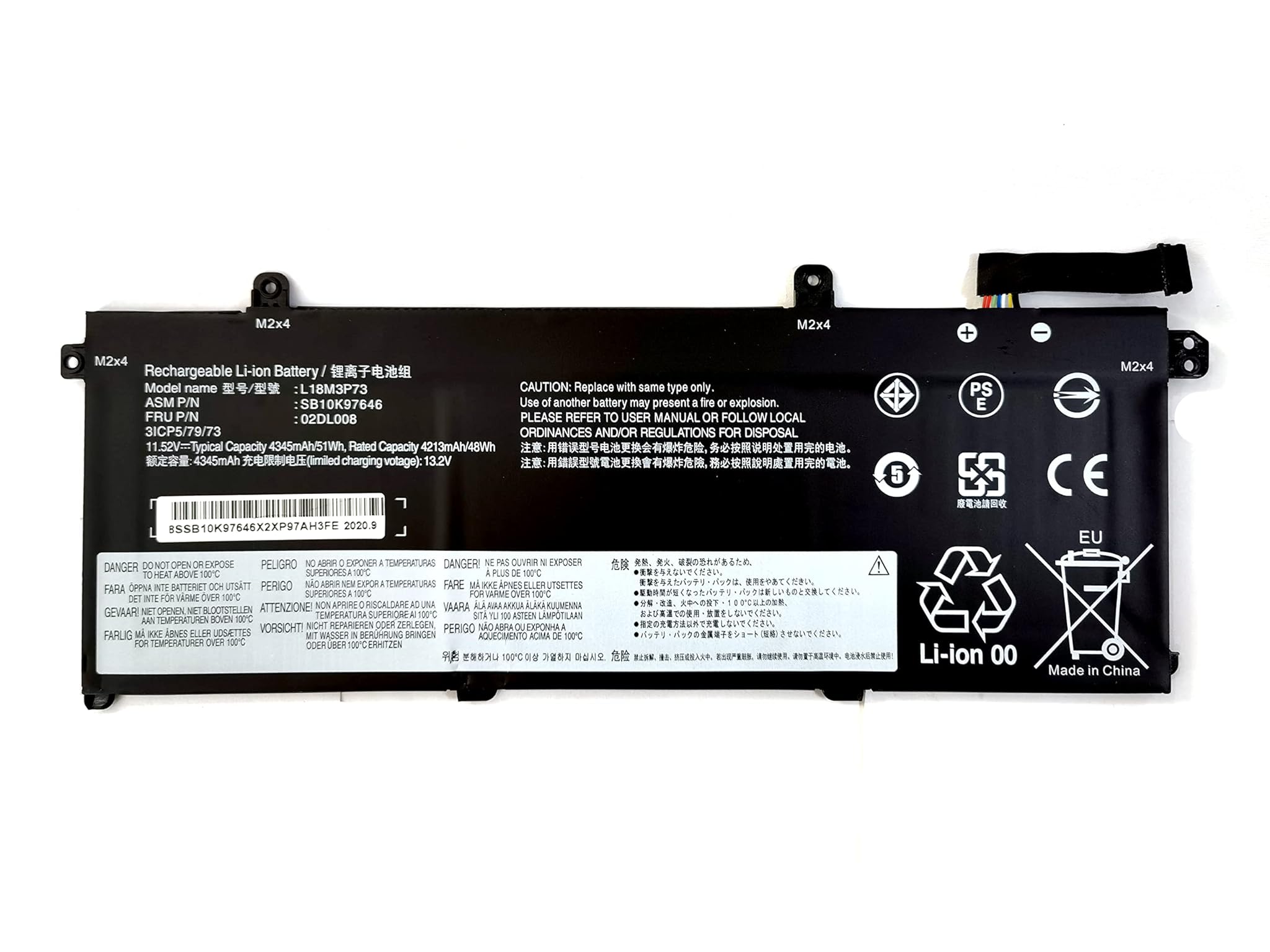 Batteria L18C3P72 per Lenovo ThinkPad T490 T495 P43S