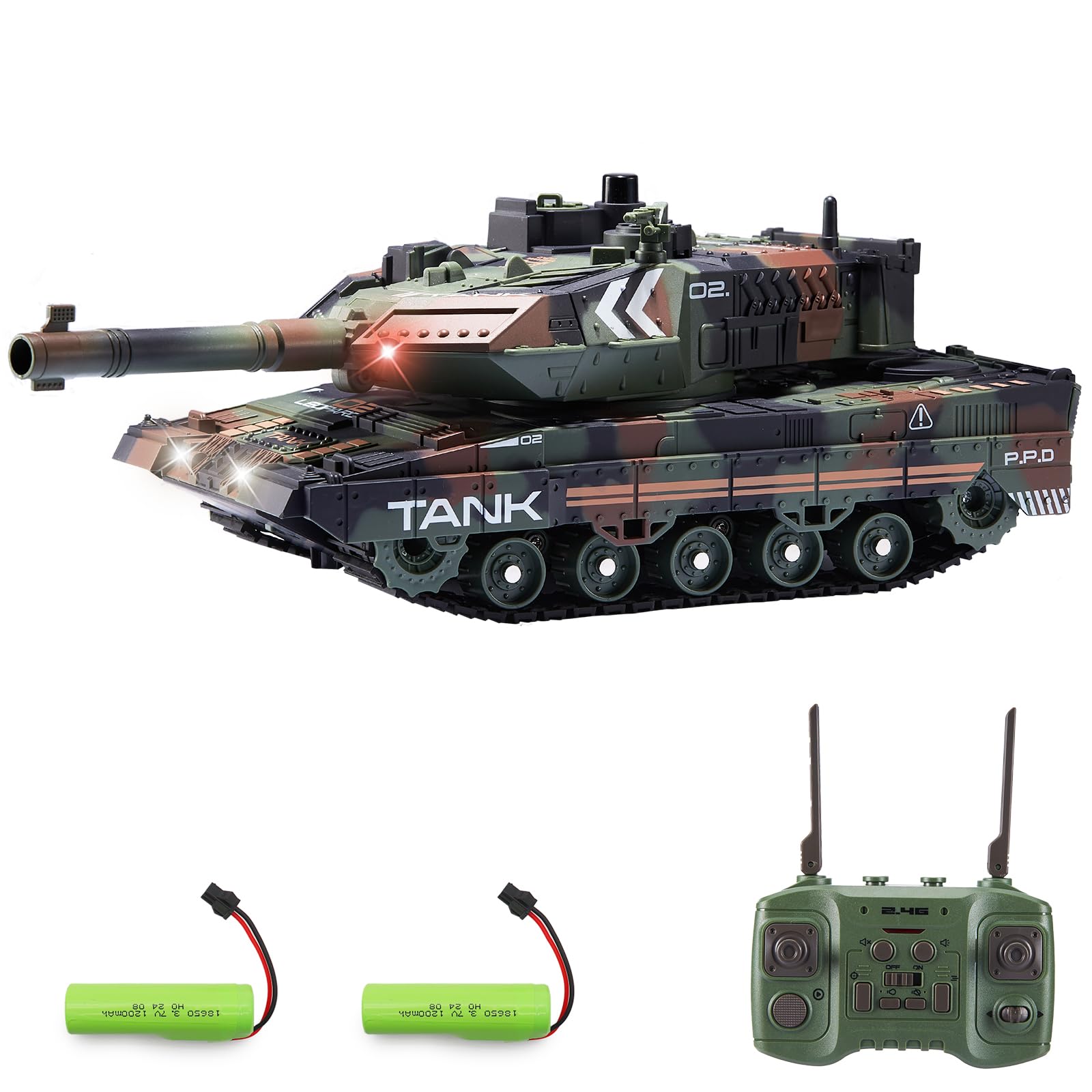 Hitish Serbatoio RC con Telecomando 2.4G, Verde Militare