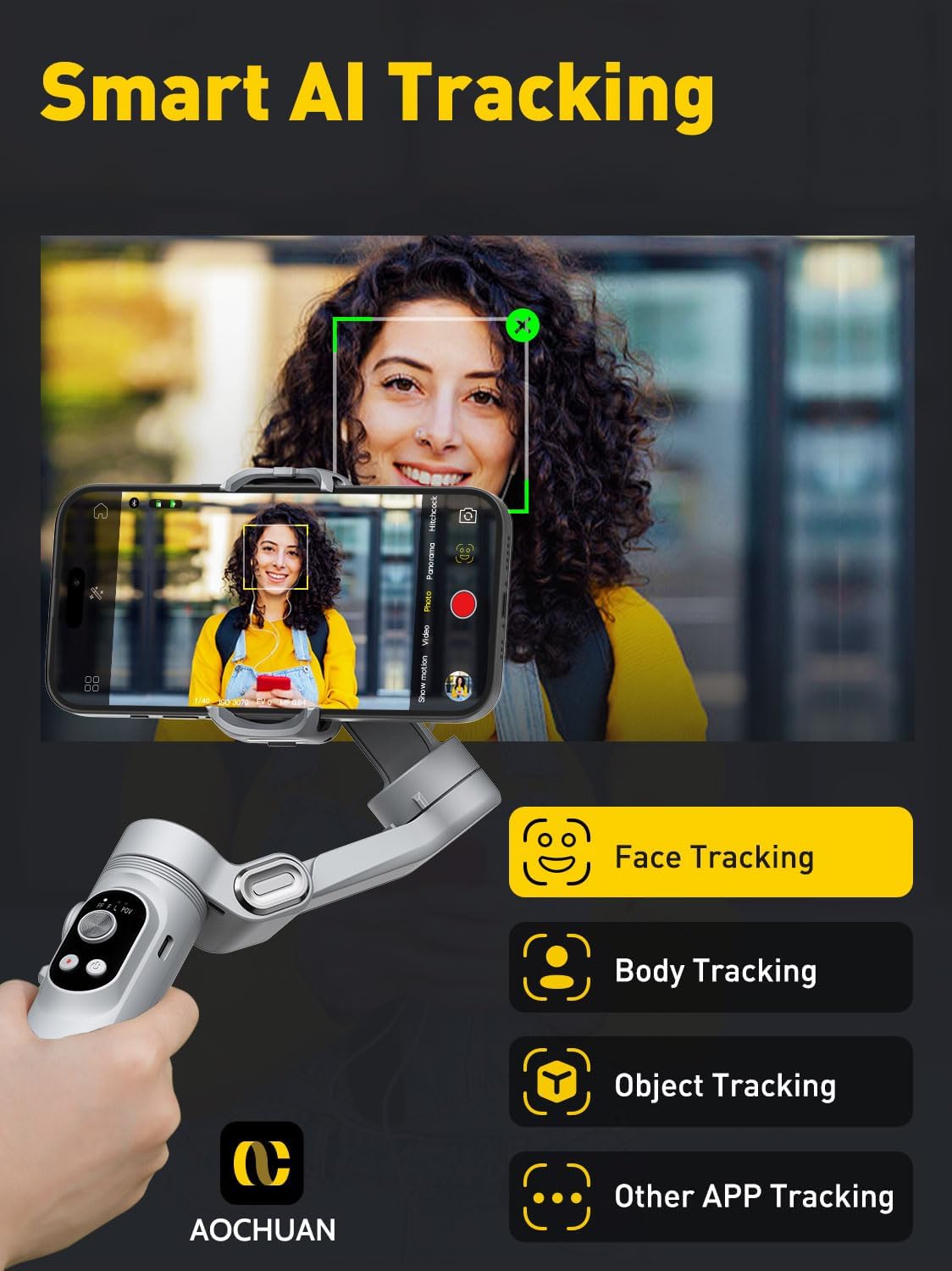 Aochuan Stabilizzatore Gimbal Pieghevole 3 Assi per Smartphone - immagine 3