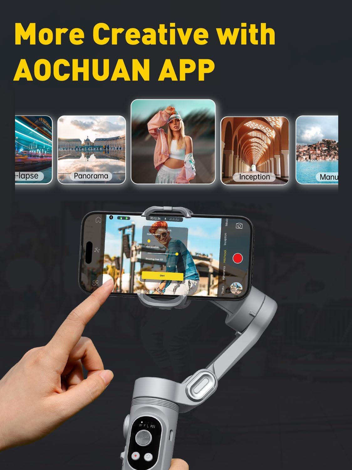 Aochuan Stabilizzatore Gimbal Pieghevole 3 Assi per Smartphone - immagine 5