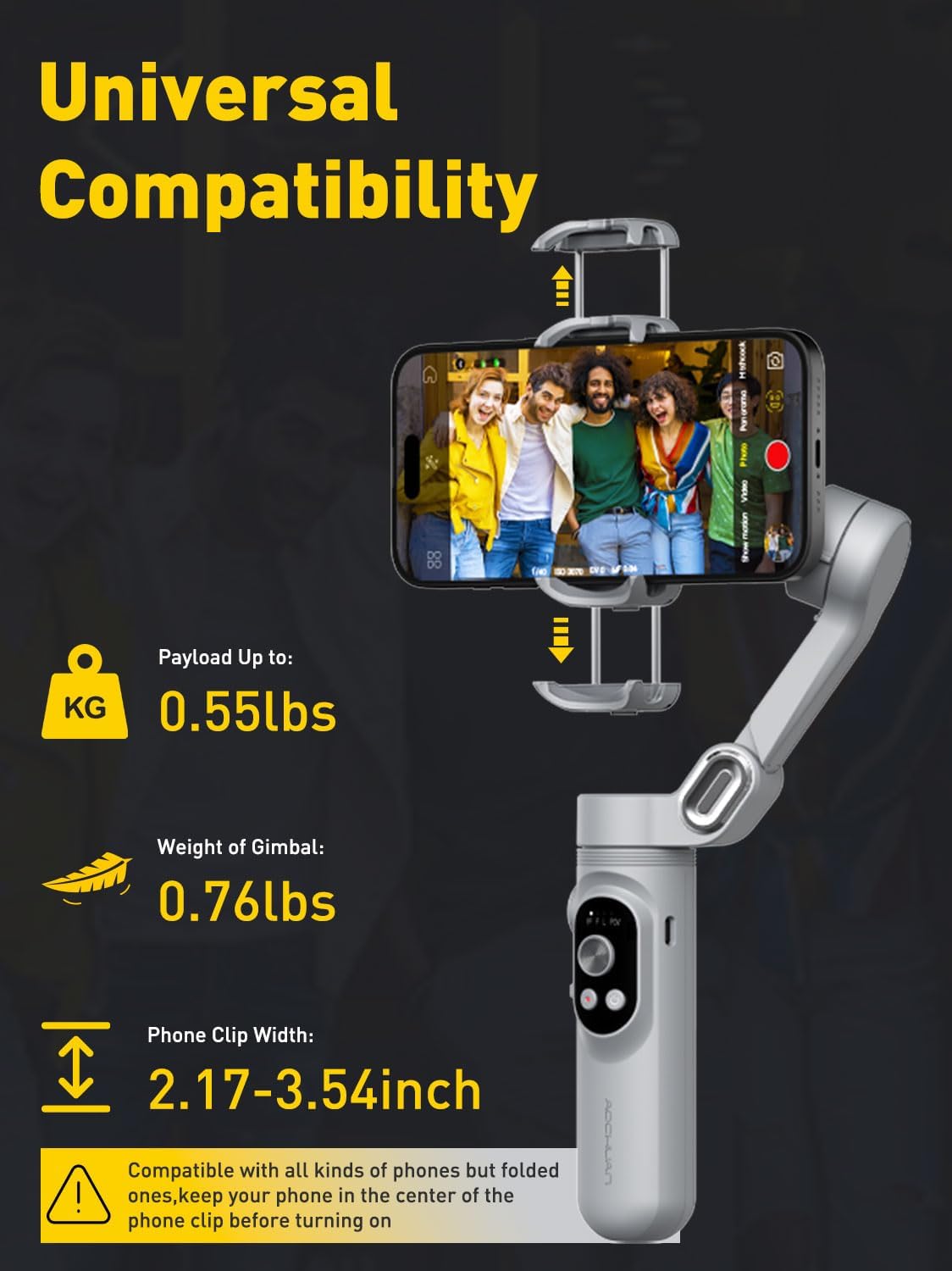 Aochuan Stabilizzatore Gimbal Pieghevole 3 Assi per Smartphone - immagine 6