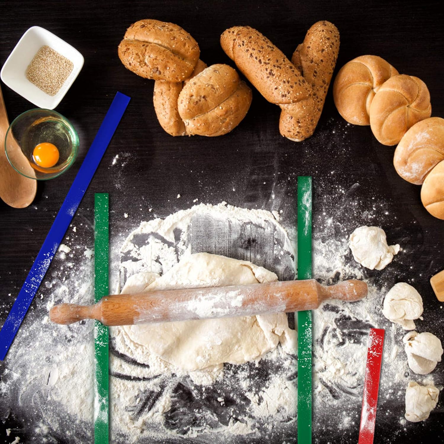 Gwhole 6pz Strisce Mattarello Regolabile con Spessori Silicone - immagine 6