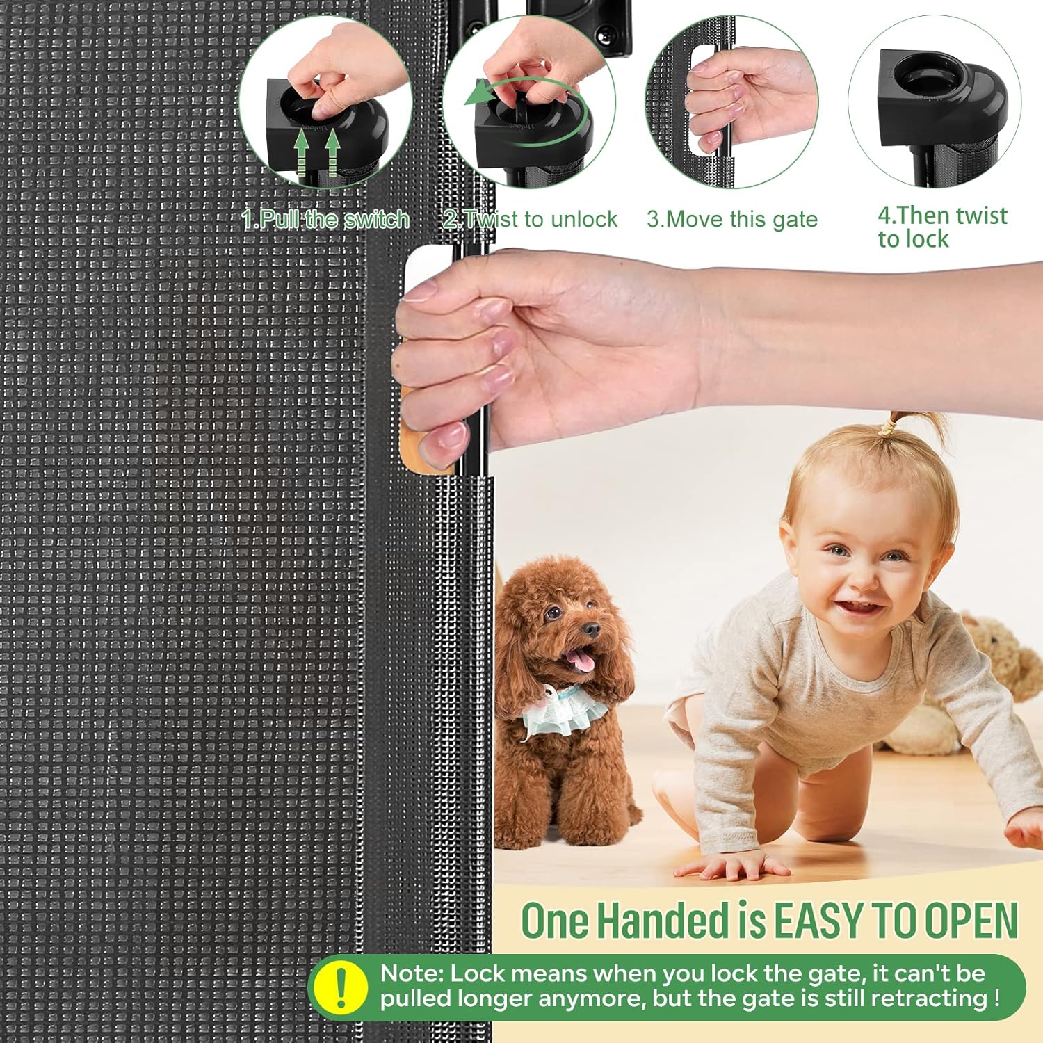 Cancelletto Estensibile per Bambini 0-140 cm, Nero - immagine 3