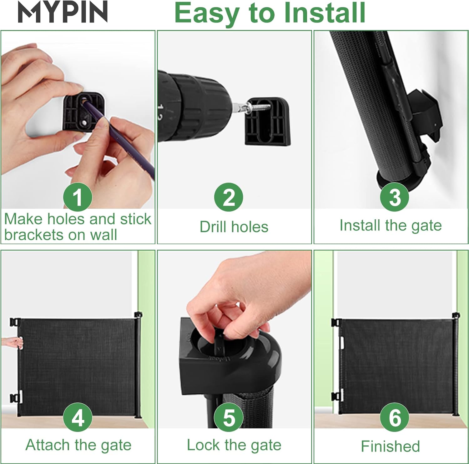 Cancelletto Estensibile per Bambini 0-140 cm, Nero - immagine 6