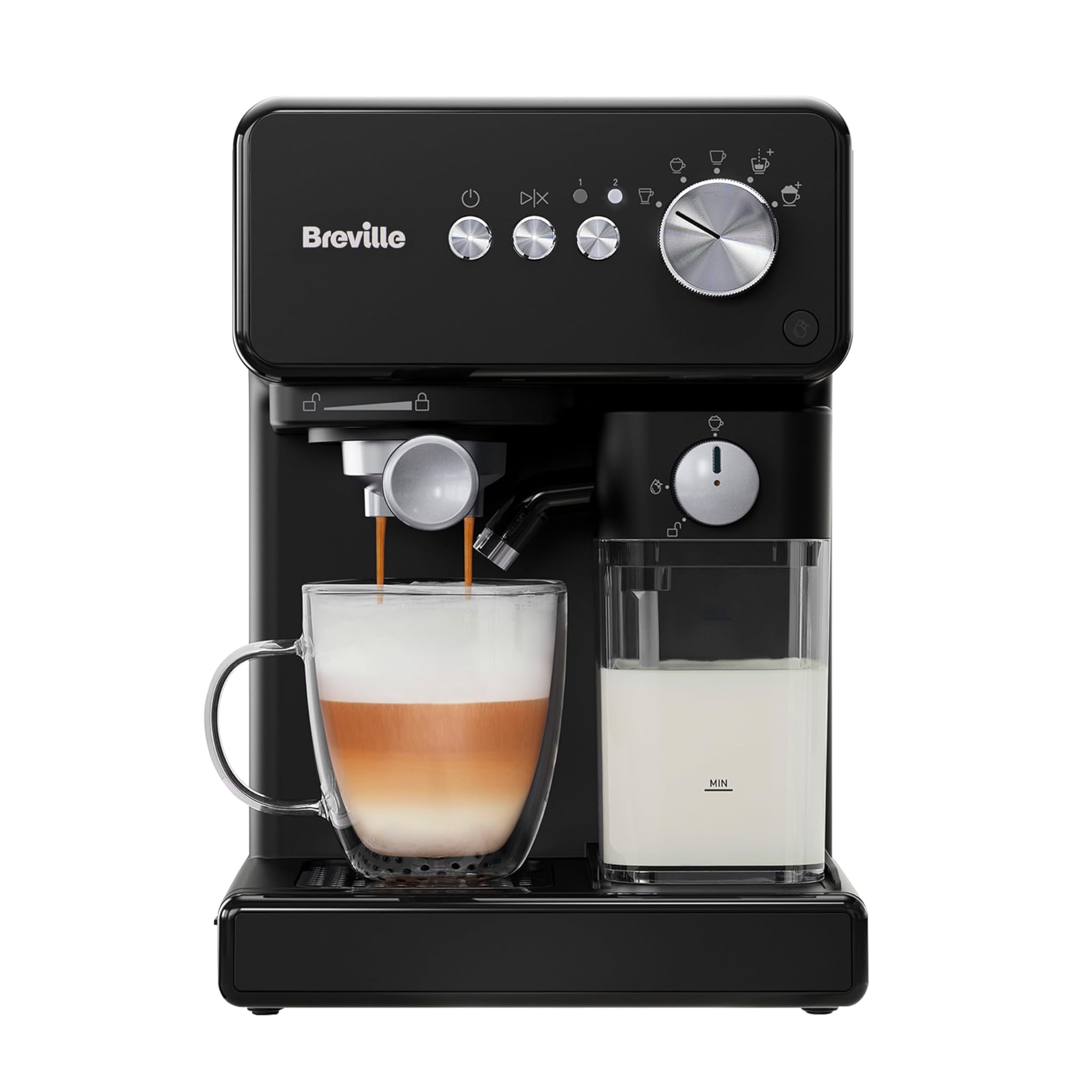 Breville Prima Latte One-Touch Macchina Caffè Espresso, Nero