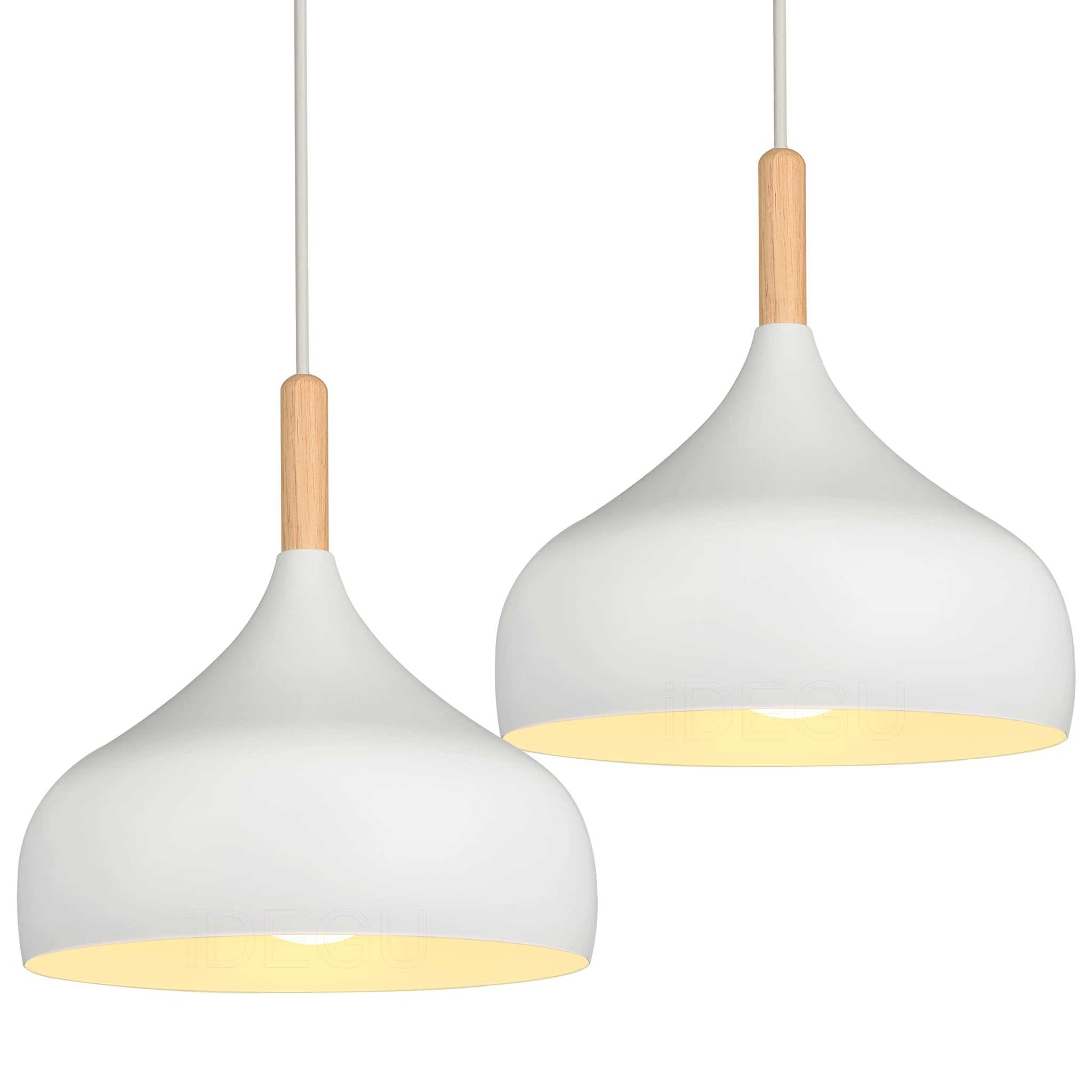 Idegu 2 Pezzi Lampadario a Sospensione Retrò 24cm, Bianco