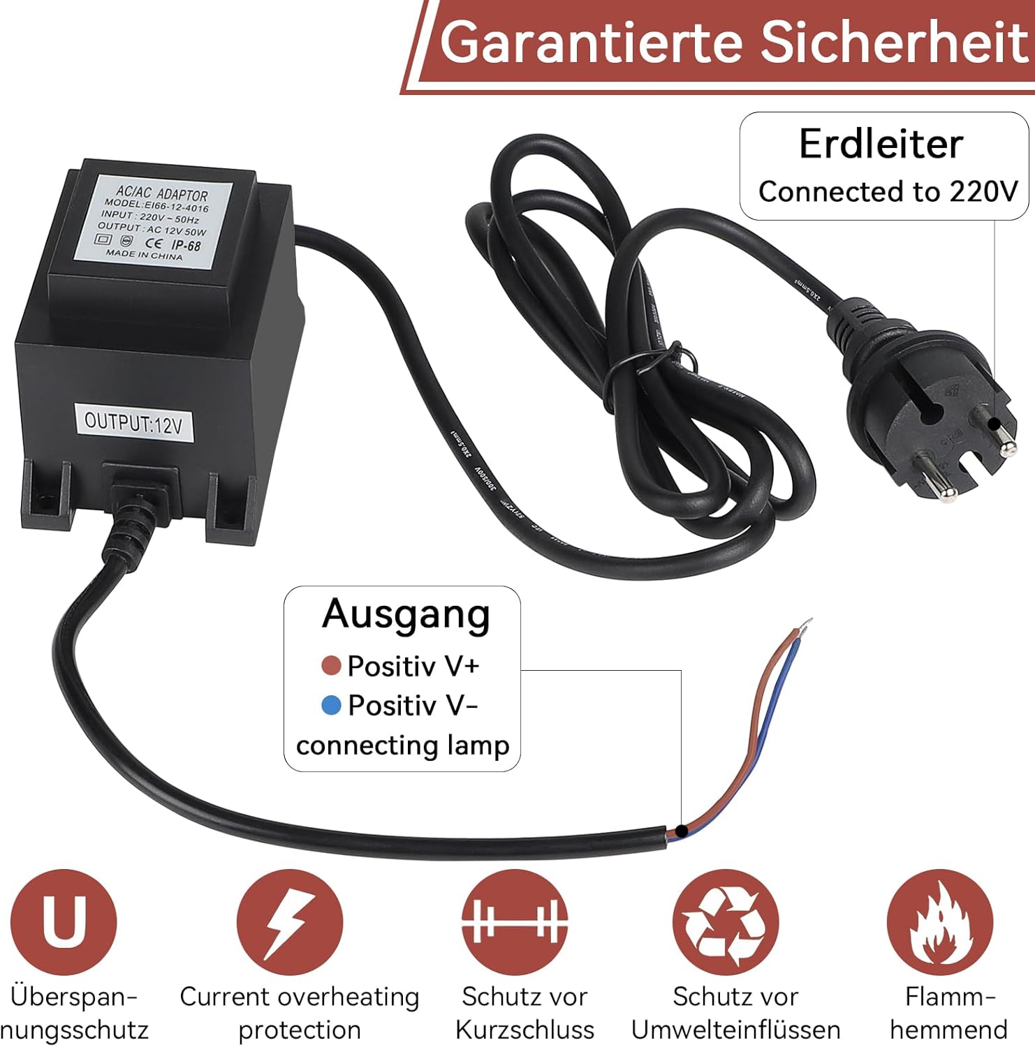 Trasformatore LED 12V 50W 4.16A IP68 Impermeabile - immagine 4