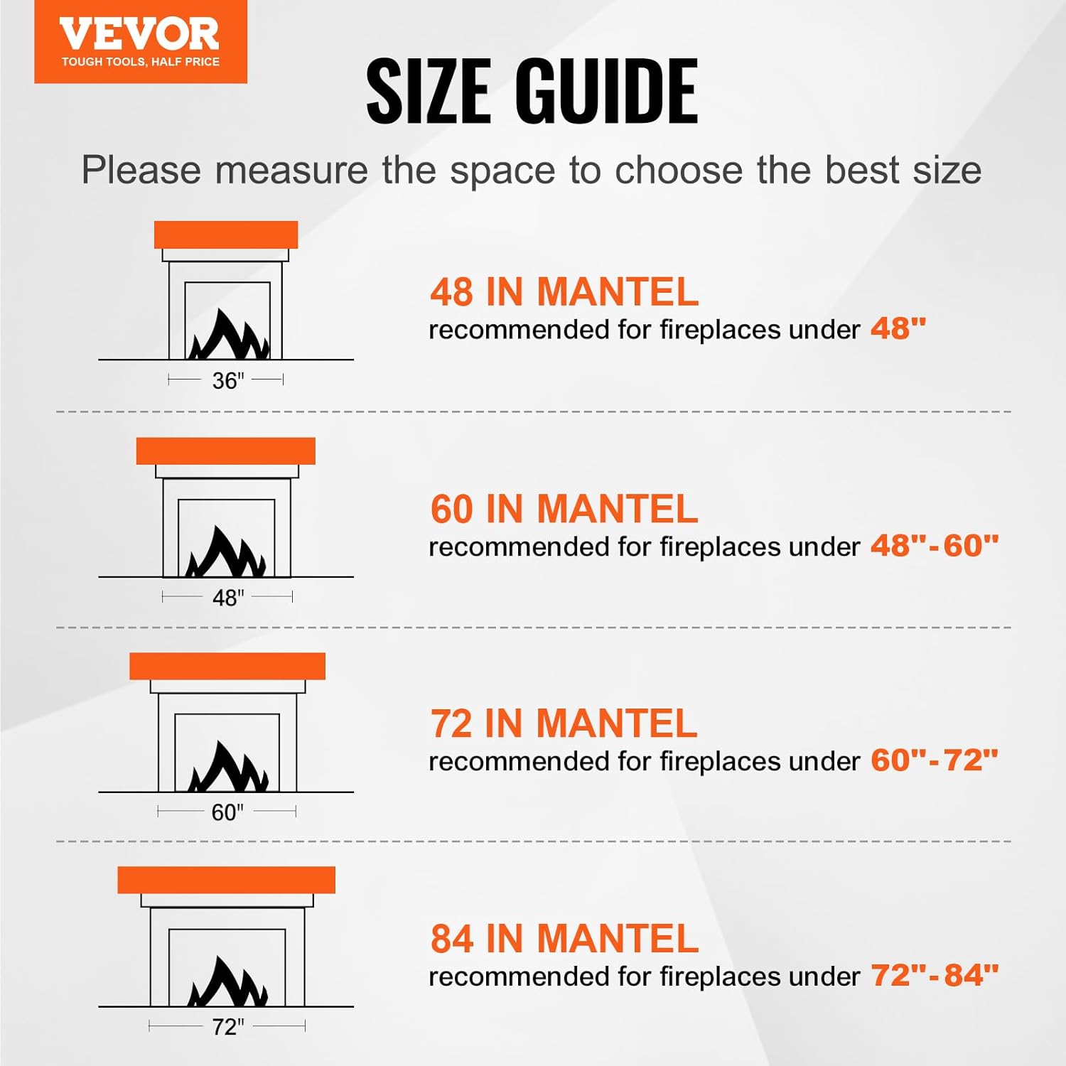 Vevor Mensola Caminetto Galleggiante 60x8x6 Pollici - immagine 8