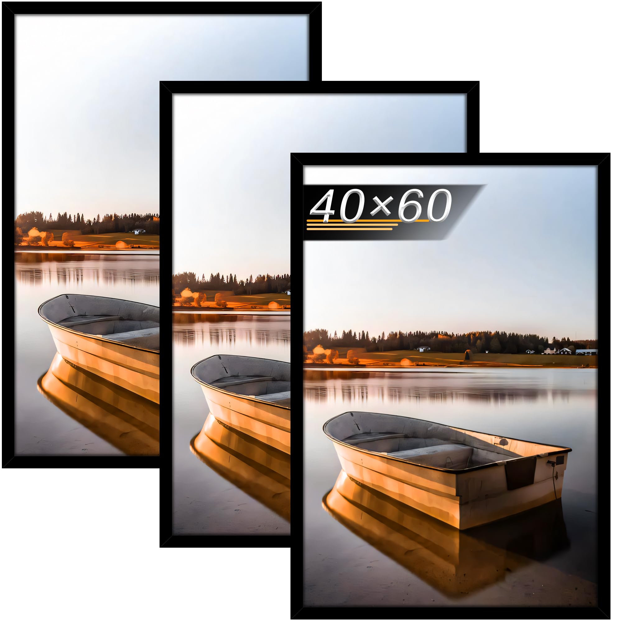 Tinkeps Cornice per Foto 40x60 cm in Legno, Set 3 Nere