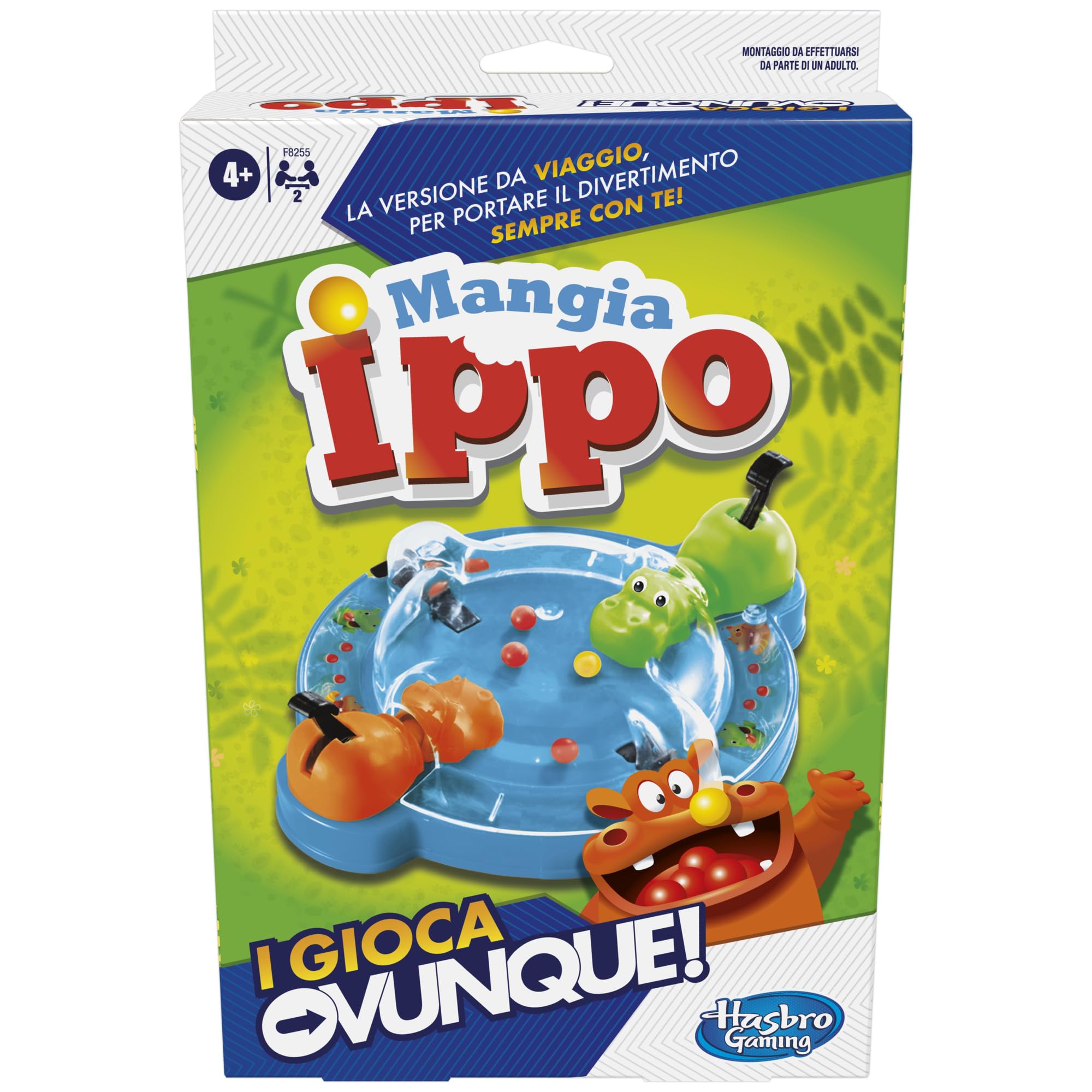 Hasbro Gaming Mangia Ippo, I Gioca Ovunque, Gioco Portatile, per Bambini e Bambine dai 4 Anni in Su, Giocattolo Compatto per 2 Giocatori, Include 2 Ippopotami Affamati