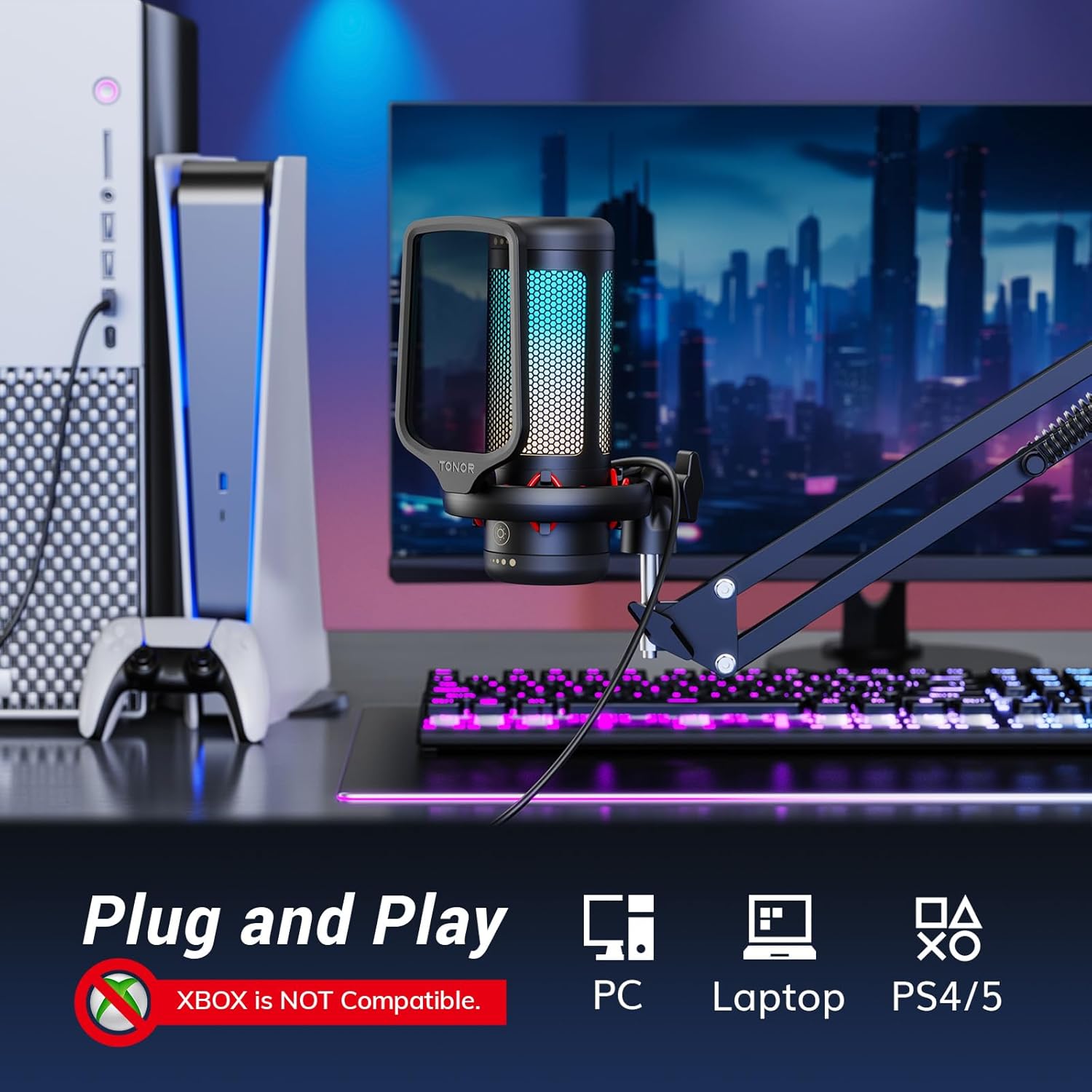 Tonor TC310+ Gaming Mic USB con Supporto a Braccio - immagine 2