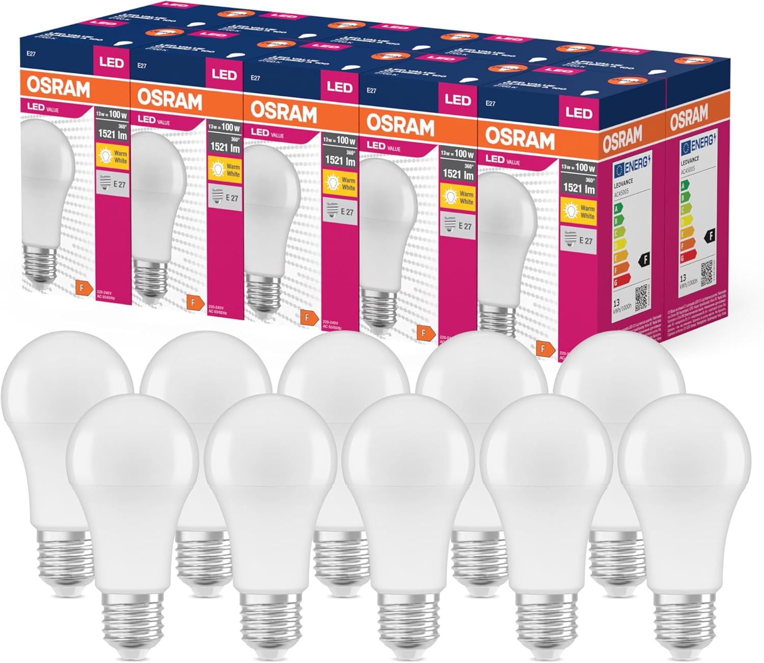 Osram LED Classic A100 E27 Bianco Caldo 2700K (10 pz)