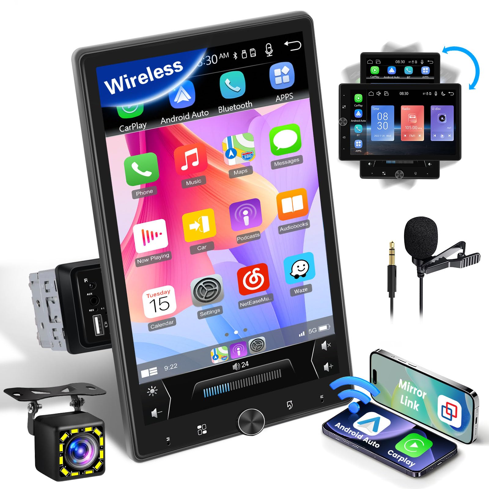 Inefala Autoradio 1 Din Wireless Carplay Android Auto