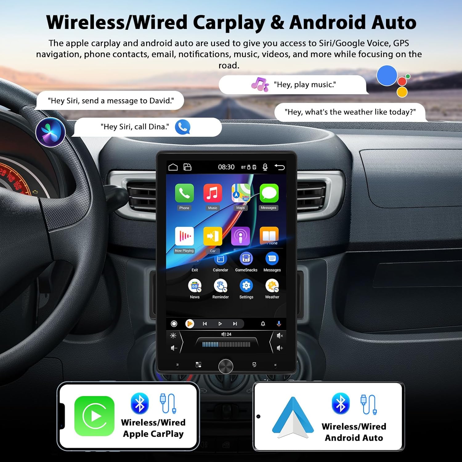 Inefala Autoradio 1 Din Wireless Carplay Android Auto - immagine 2