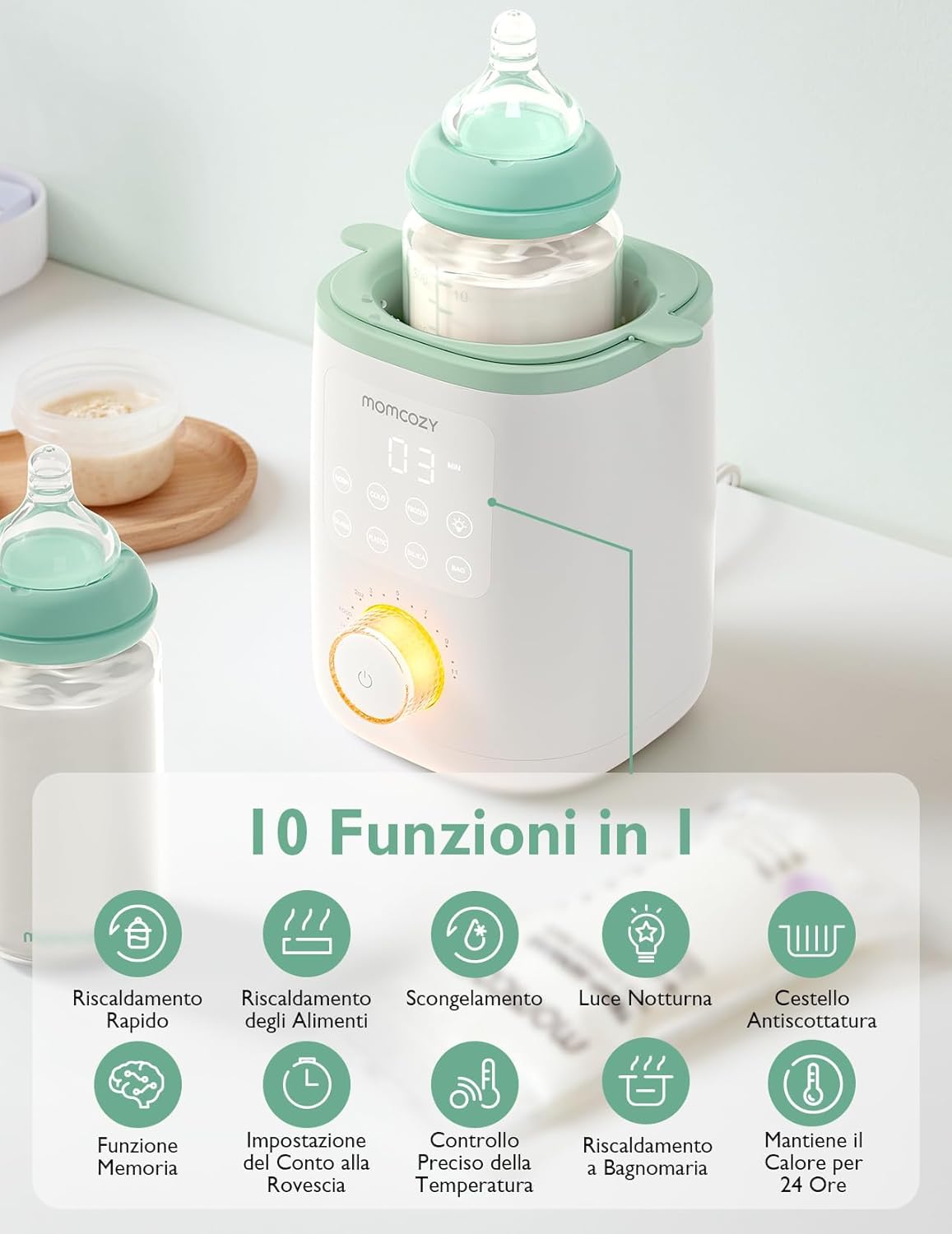 Momcozy Scaldabiberon per Latte Materno e Formula - immagine 2
