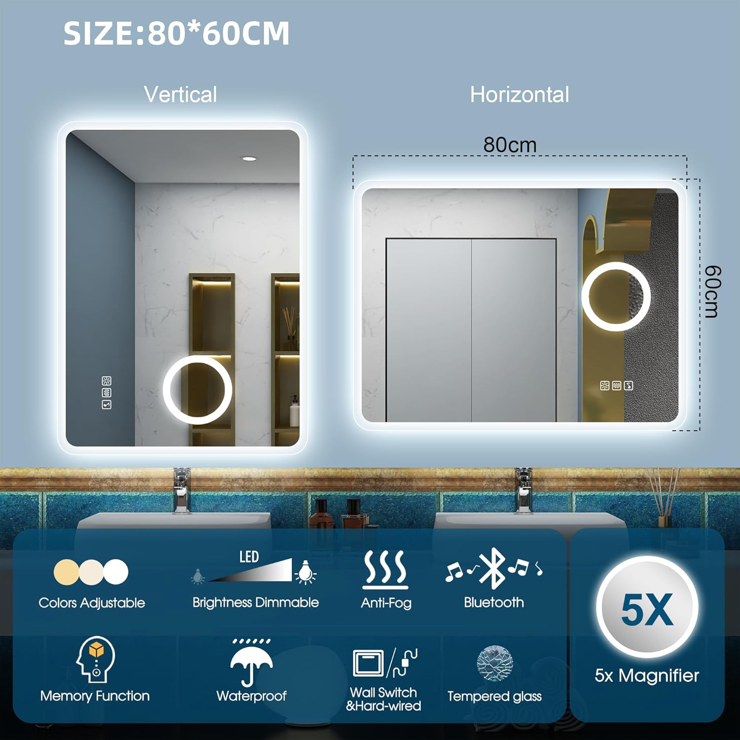 Starlead Specchio Bagno LED 60x80cm con Ingrandimento 5X - immagine 7