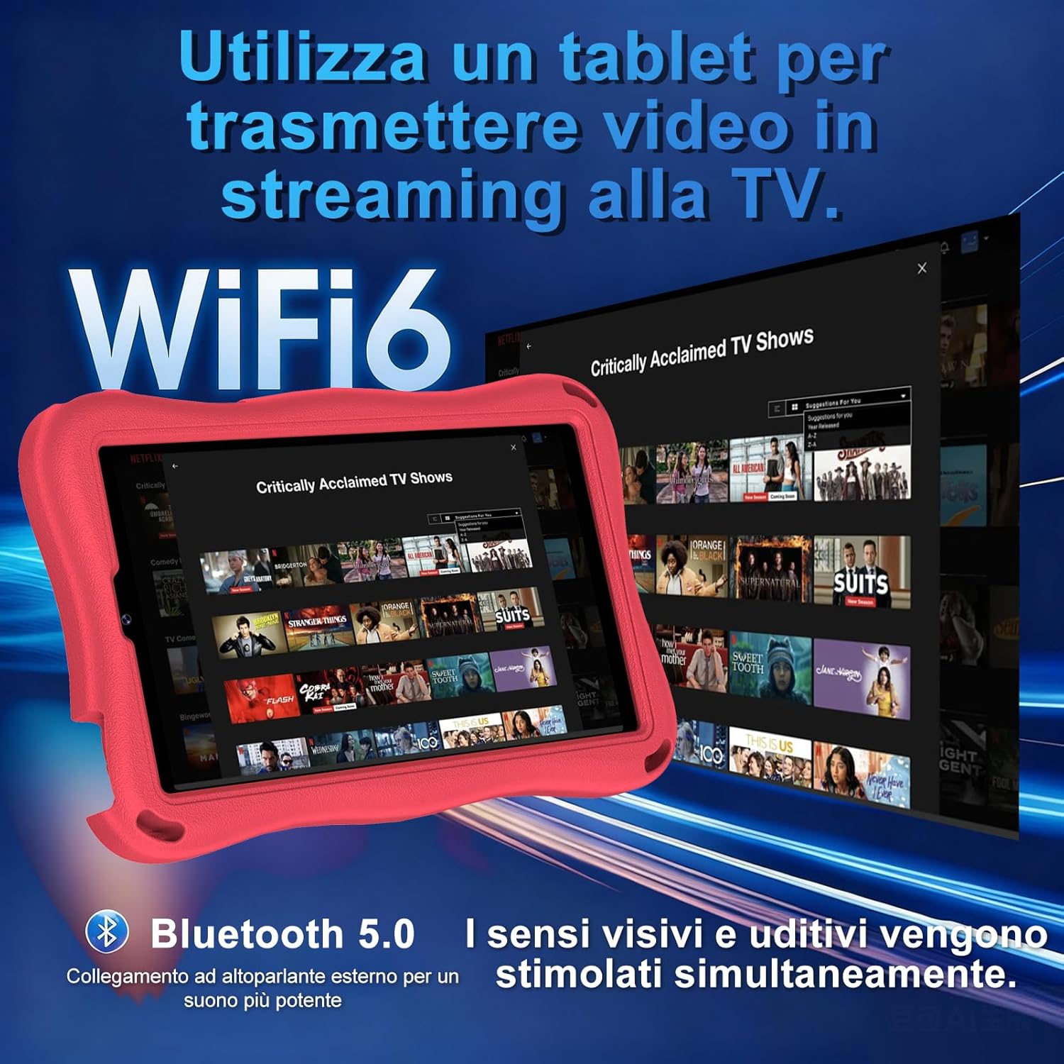 Tablet per Bambini Android 15 - 9 Pollici, Rosso - immagine 3