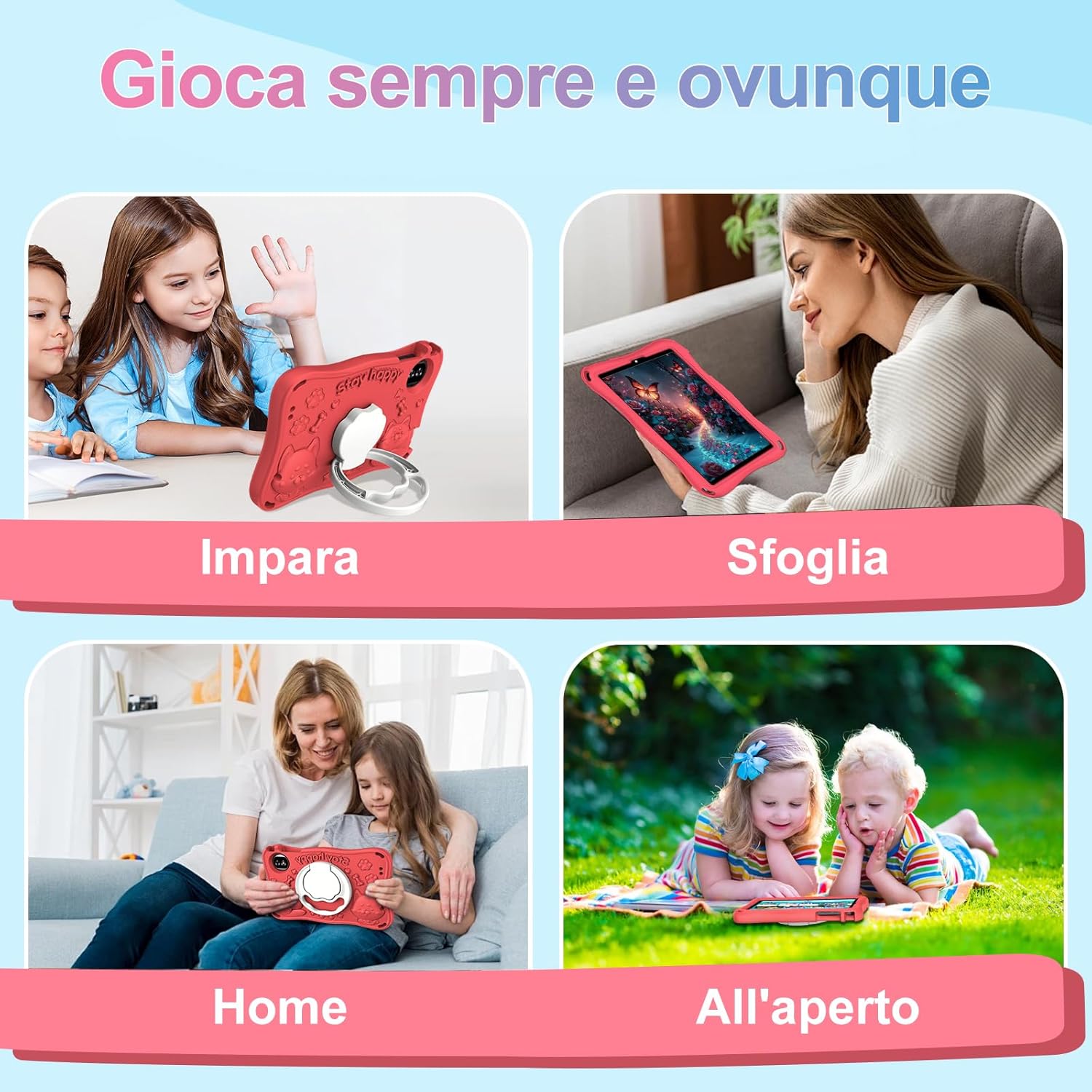 Tablet per Bambini Android 15 - 9 Pollici, Rosso - immagine 7