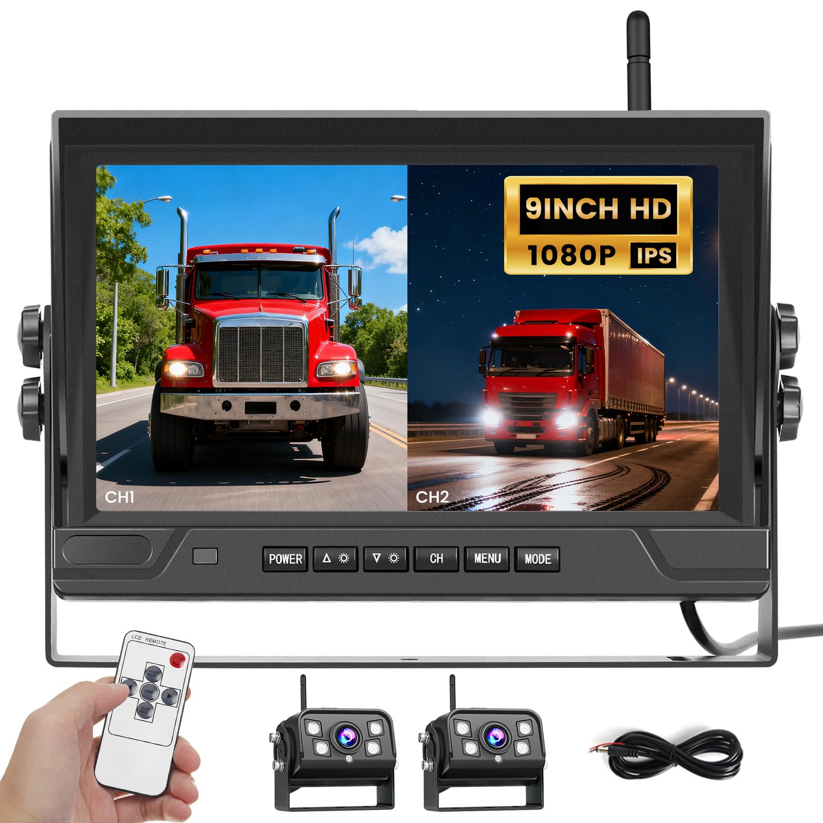 Hikity Telecamera Retromarcia Wireless 9" 1080P HD