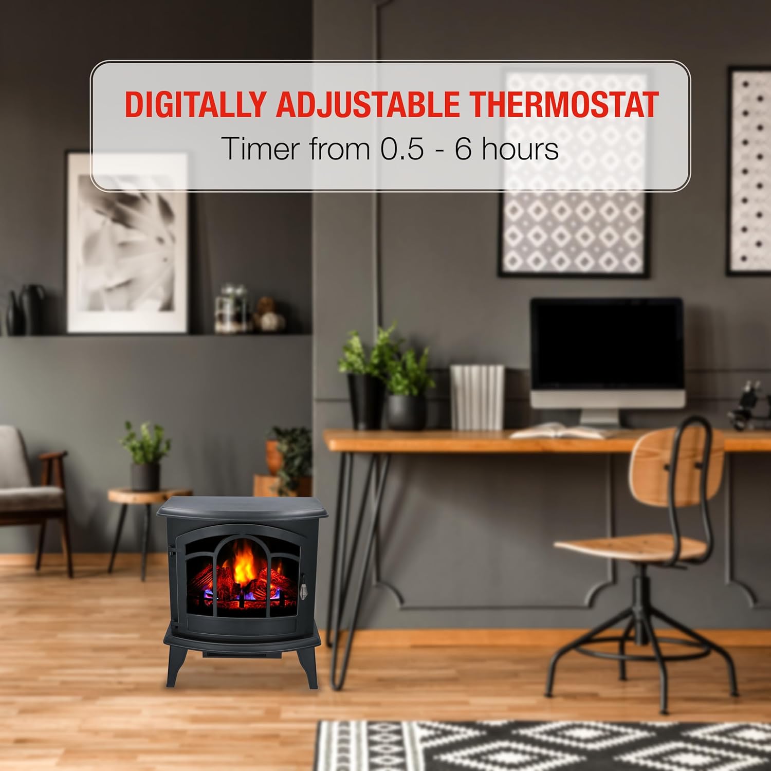 Alpina Vicenza Camineo Elettrico 2000W, Nero - immagine 6