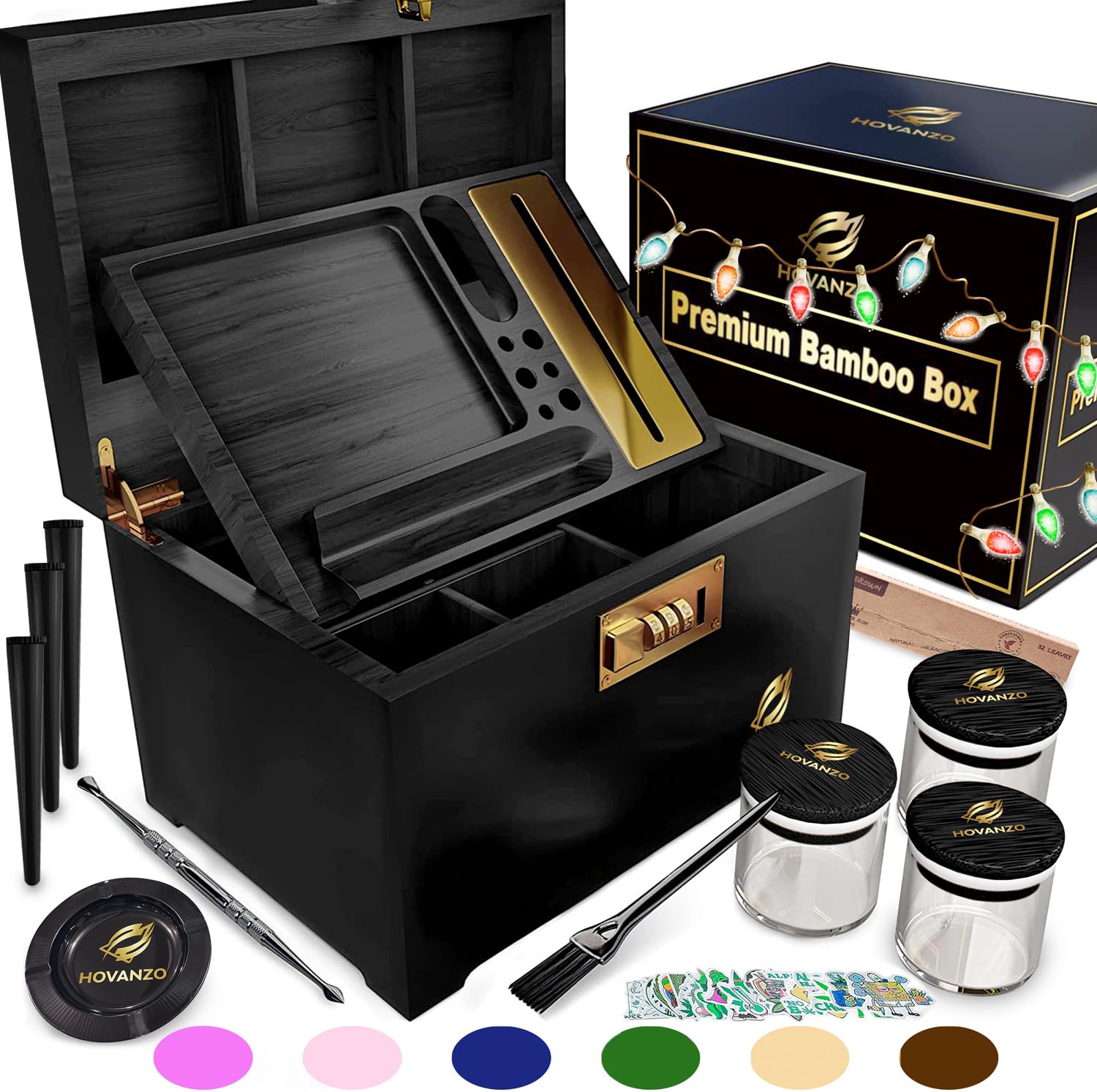 HENEVOL Hovanzo Scatola Portaoggetti in Legno con Serratura